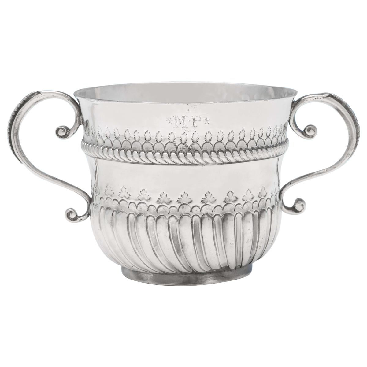 William & Mary Period Antique Brittania Standard Silver Porringer from 1698