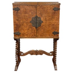 William & Mary Revival Burl Walnut Cabinet on Stand, Circa 1920s