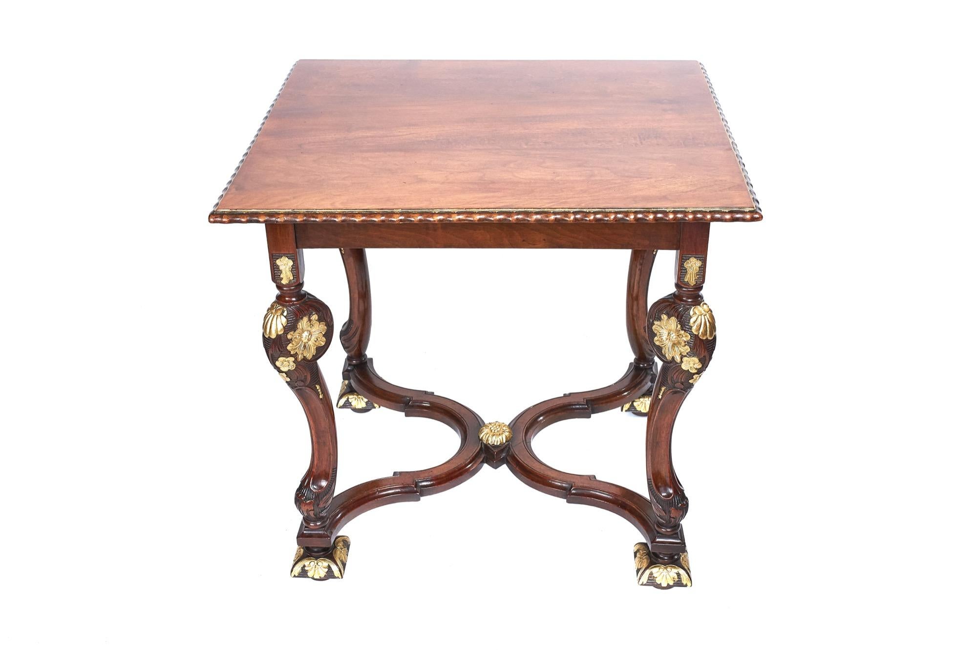 William and Mary William & Mary Revival Walnut Centre Table with Parcel Gilt Decoration For Sale