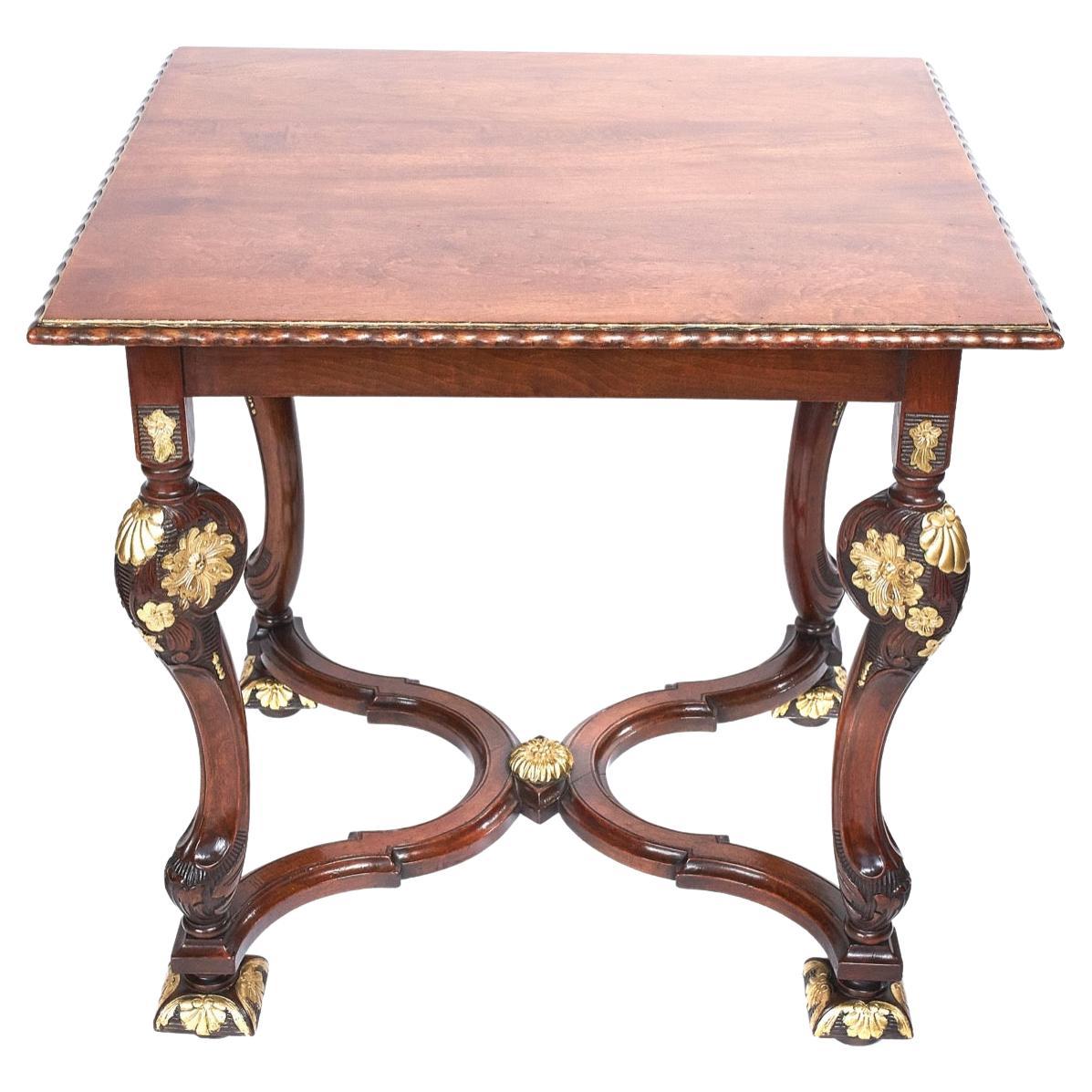 William & Mary Revival Walnut Centre Table with Parcel Gilt Decoration For Sale
