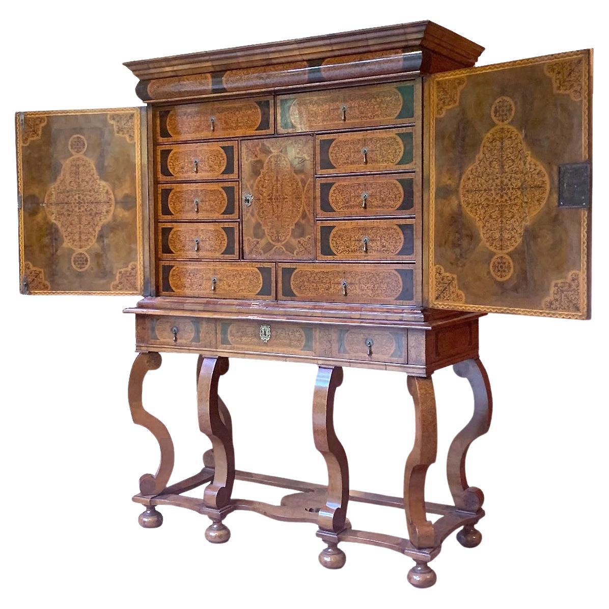 William & Mary Seaweed Marquetry Inlaid Cabinet by Gerrit Jensen (c. 1634-1715)