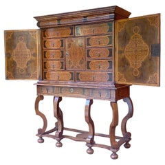Antique William & Mary Seaweed Marquetry Inlaid Cabinet by Gerrit Jensen (c. 1634-1715)