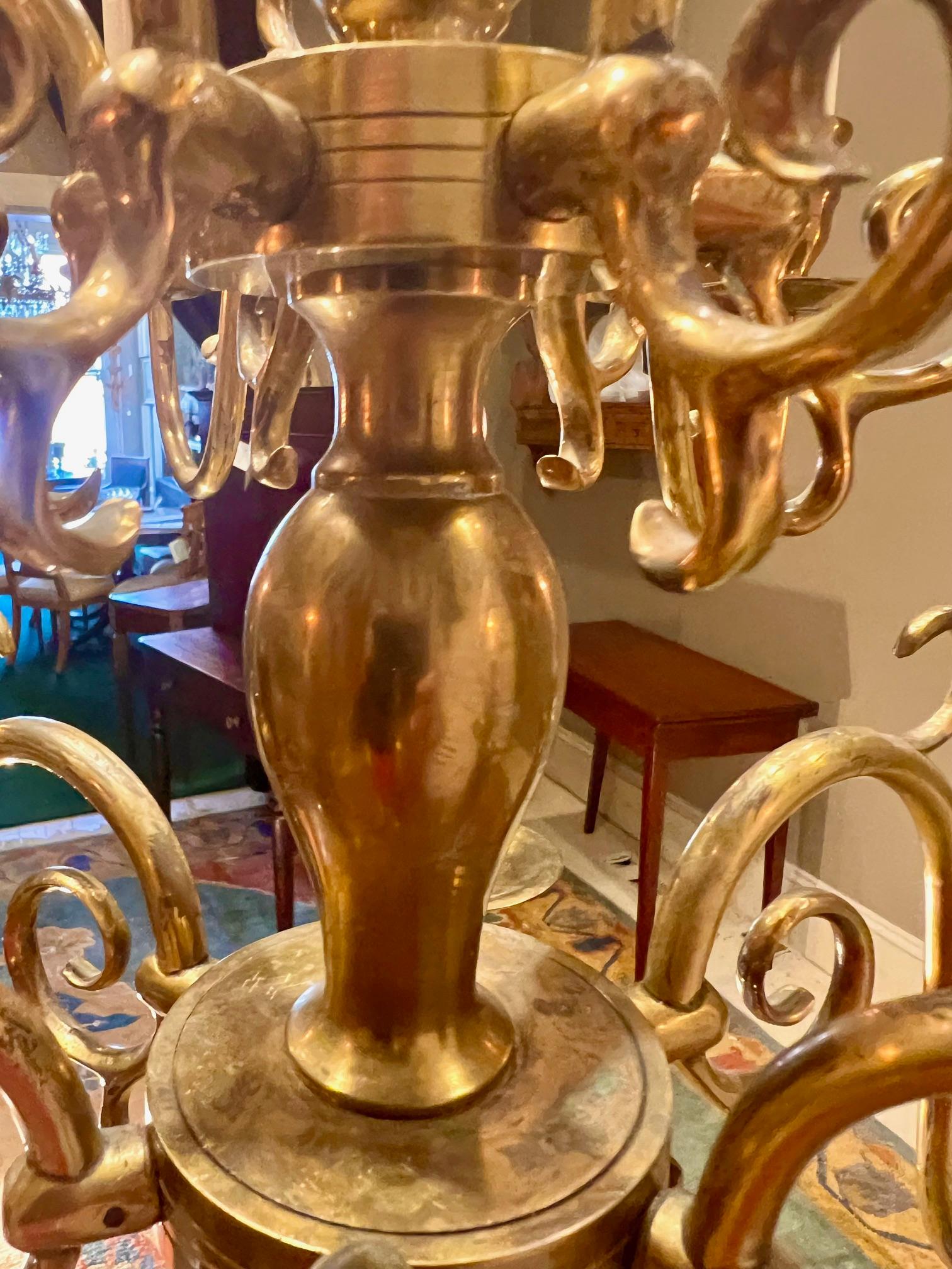 William & Mary Style 12-Light Brass Chandelier, Netherlands, Circa:1910 In Good Condition In Alexandria, VA