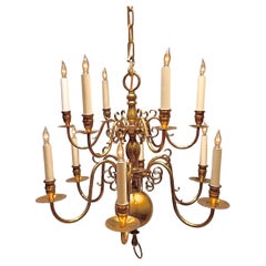 William & Mary Style 12-Light Brass Chandelier, Netherlands, Circa:1910