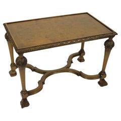 Vintage William & Mary Style Burr Walnut & Carved Coffee Table circa 1930s