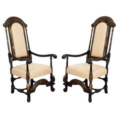 William 
Mary Style Chinoiserie Armchairs, Pair