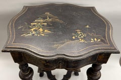 William & Mary Style Chinoisserie or Japanned Lacquer One Drawer Side Table