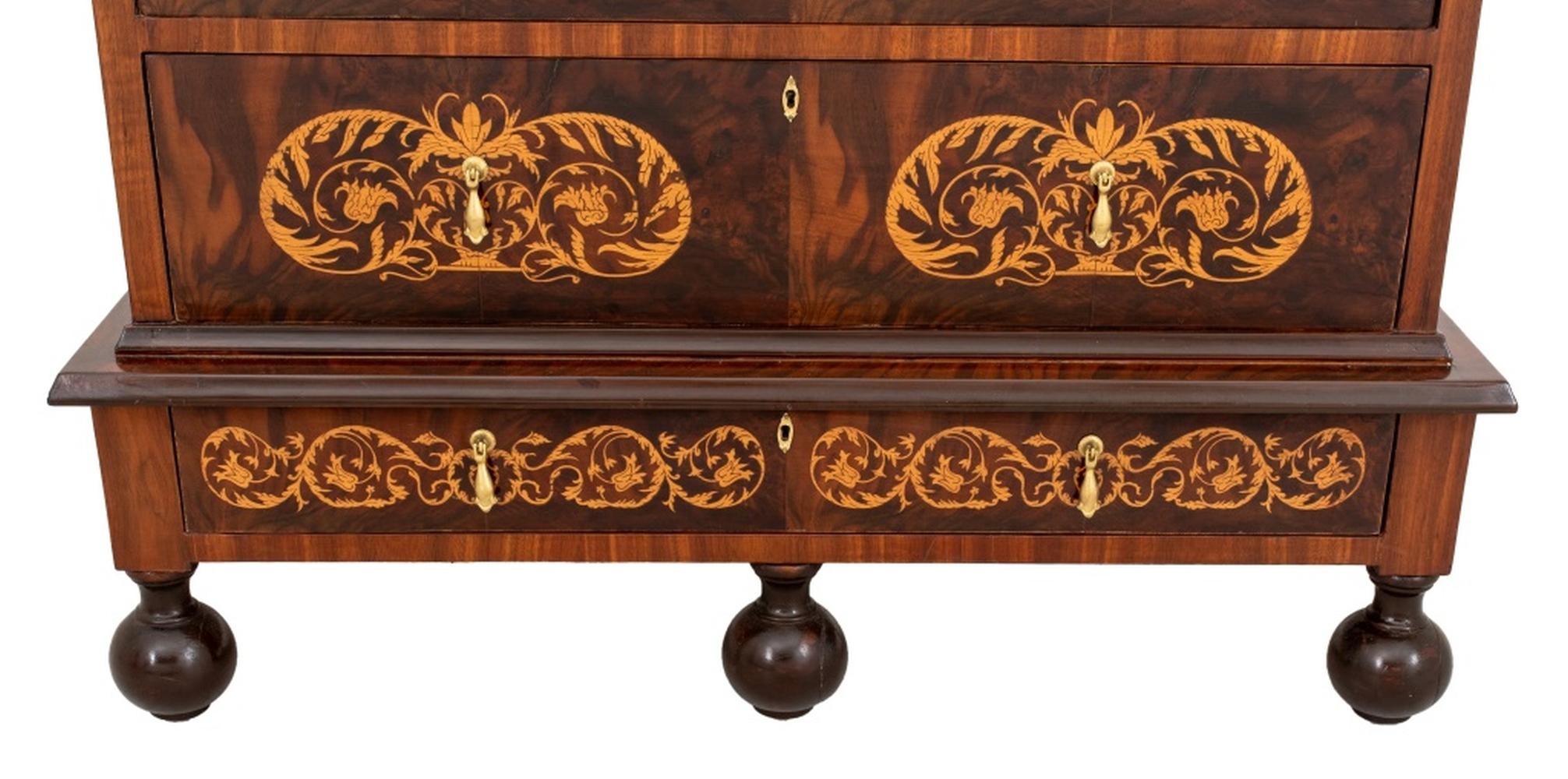 William and Mary William & Mary Style Marquetry Walnut Chest of Drawers