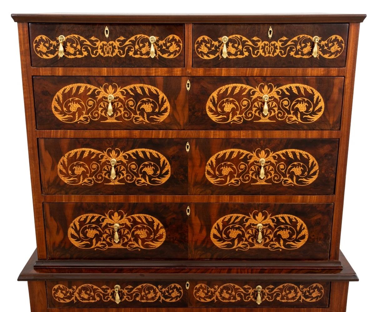Unknown William & Mary Style Marquetry Walnut Chest of Drawers