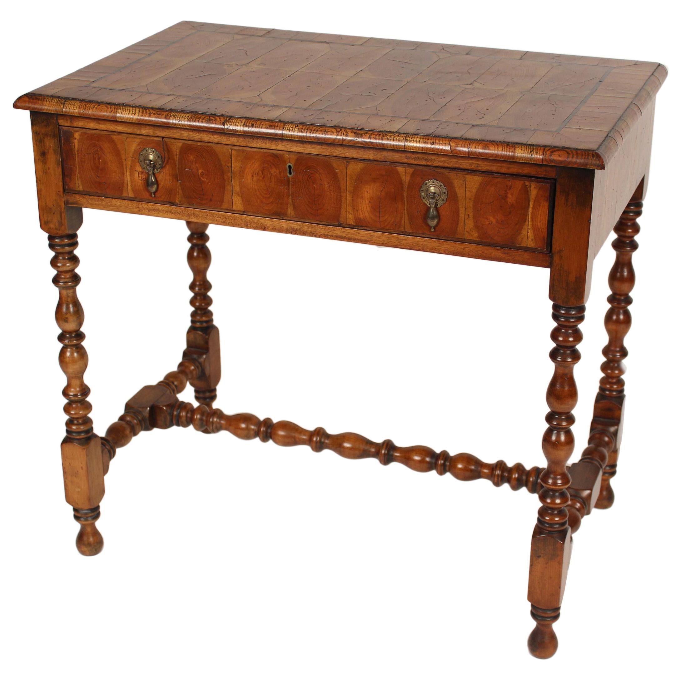 William & Mary Style Oyster Burl Occasional / Writing Table