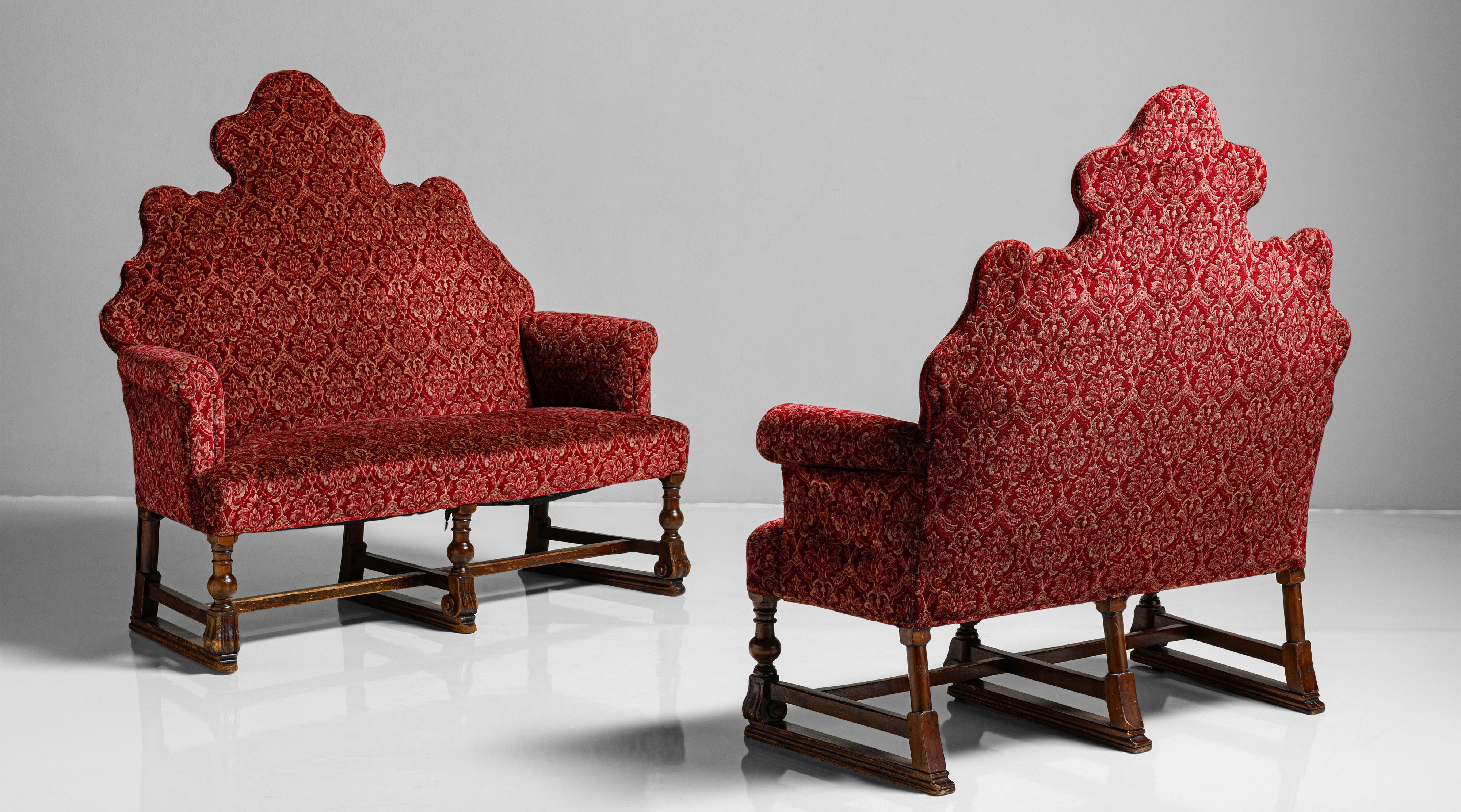 William & Mary Style Sofas, England, circa 1890 2