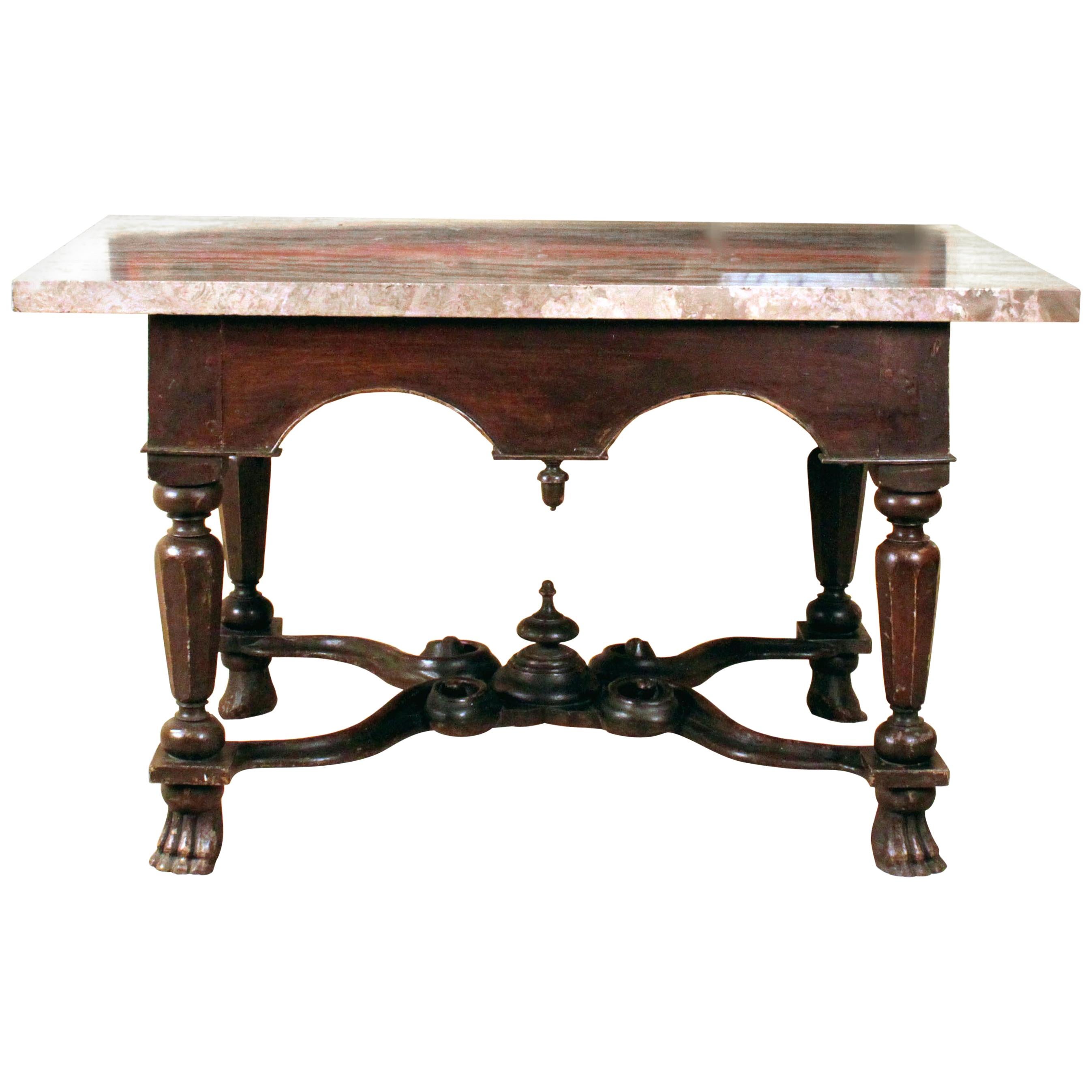William & Mary X Stretcher Antique Pier Table