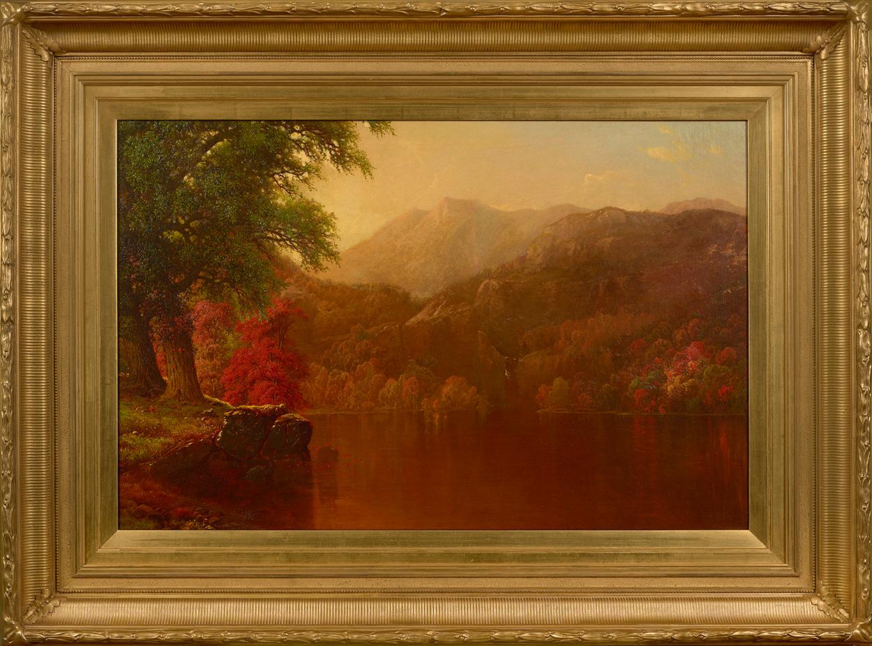 Autumn Scene with Lake - Painting by William Mason Brown