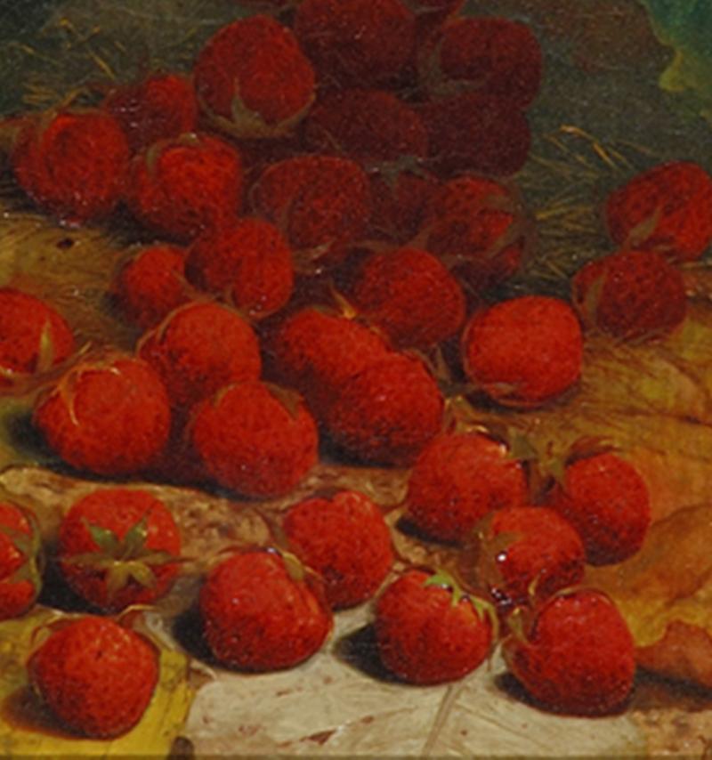 Strawberries Strewn on a Forest Floor - Painting by William Mason Brown
