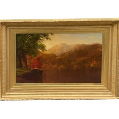 Antique "Sunset Autumn on the Lake" Cerca 1860'