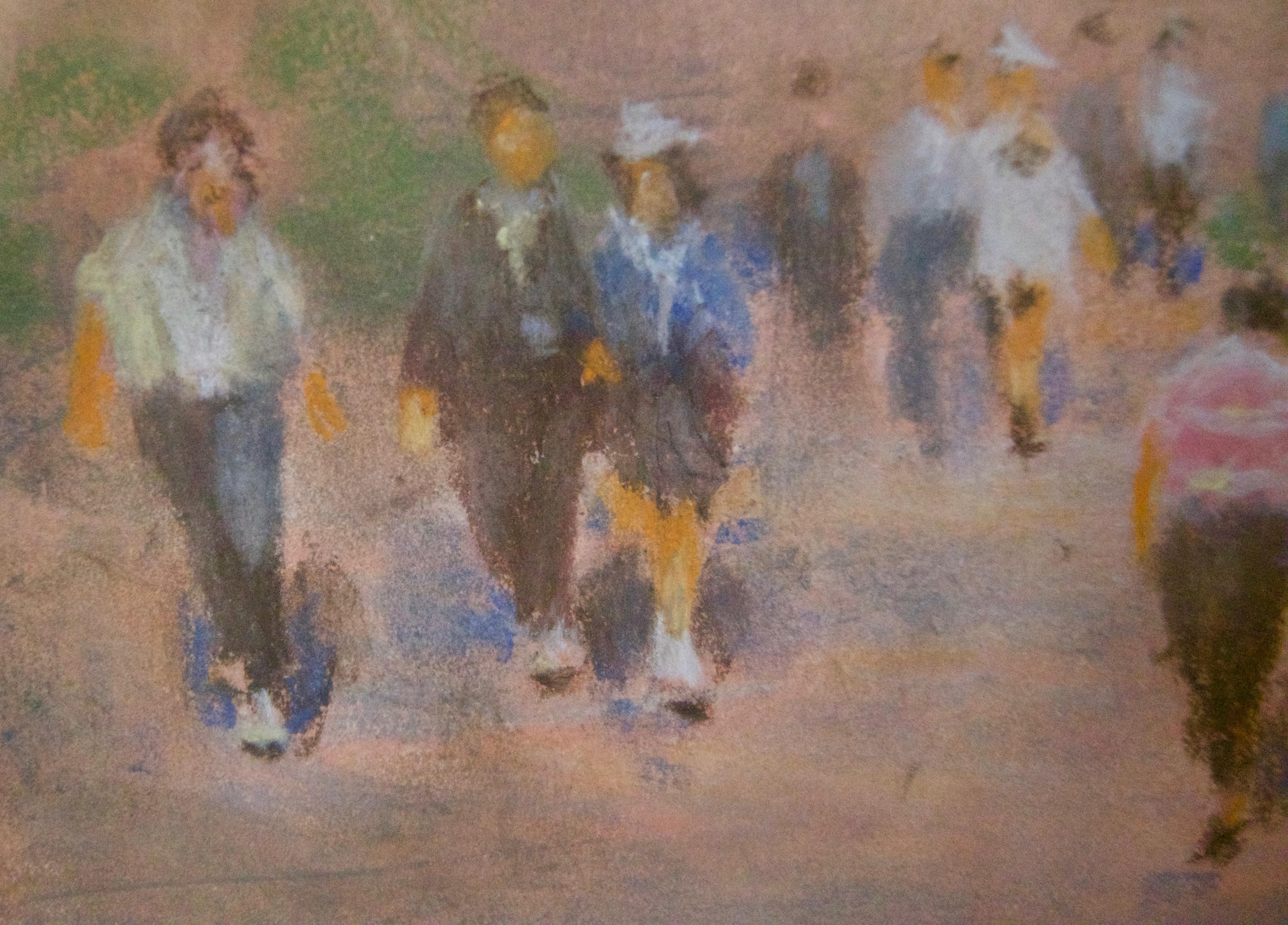 At the Seaside - Mid 20th Century Impressionist Pastel by William Mason  For Sale 2