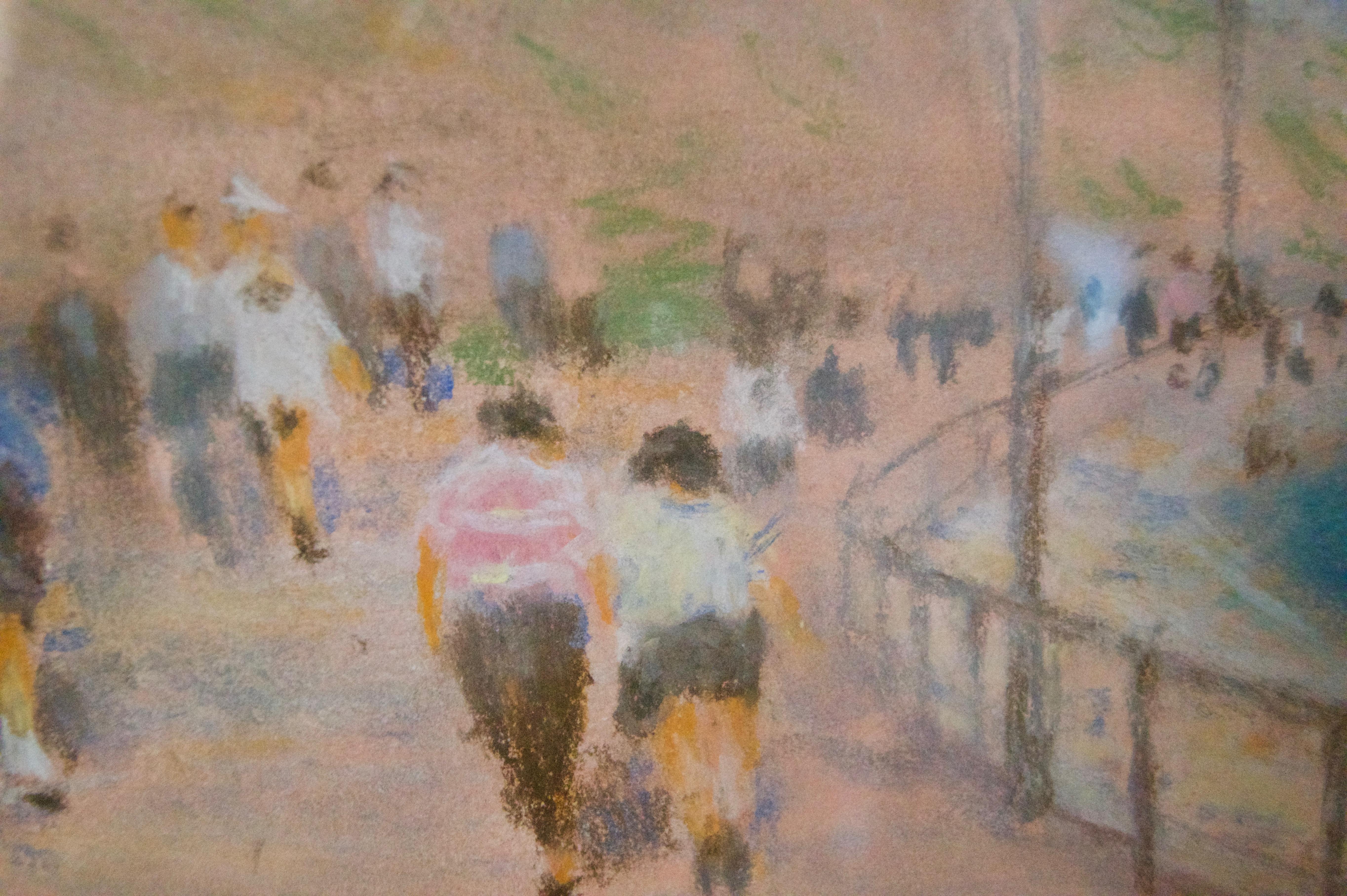 At the Seaside - Mid 20th Century Impressionist Pastel by William Mason  For Sale 3