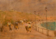 At the Seaside – Impressionistisches Pastell von William Mason aus der Mitte des 20. Jahrhunderts 