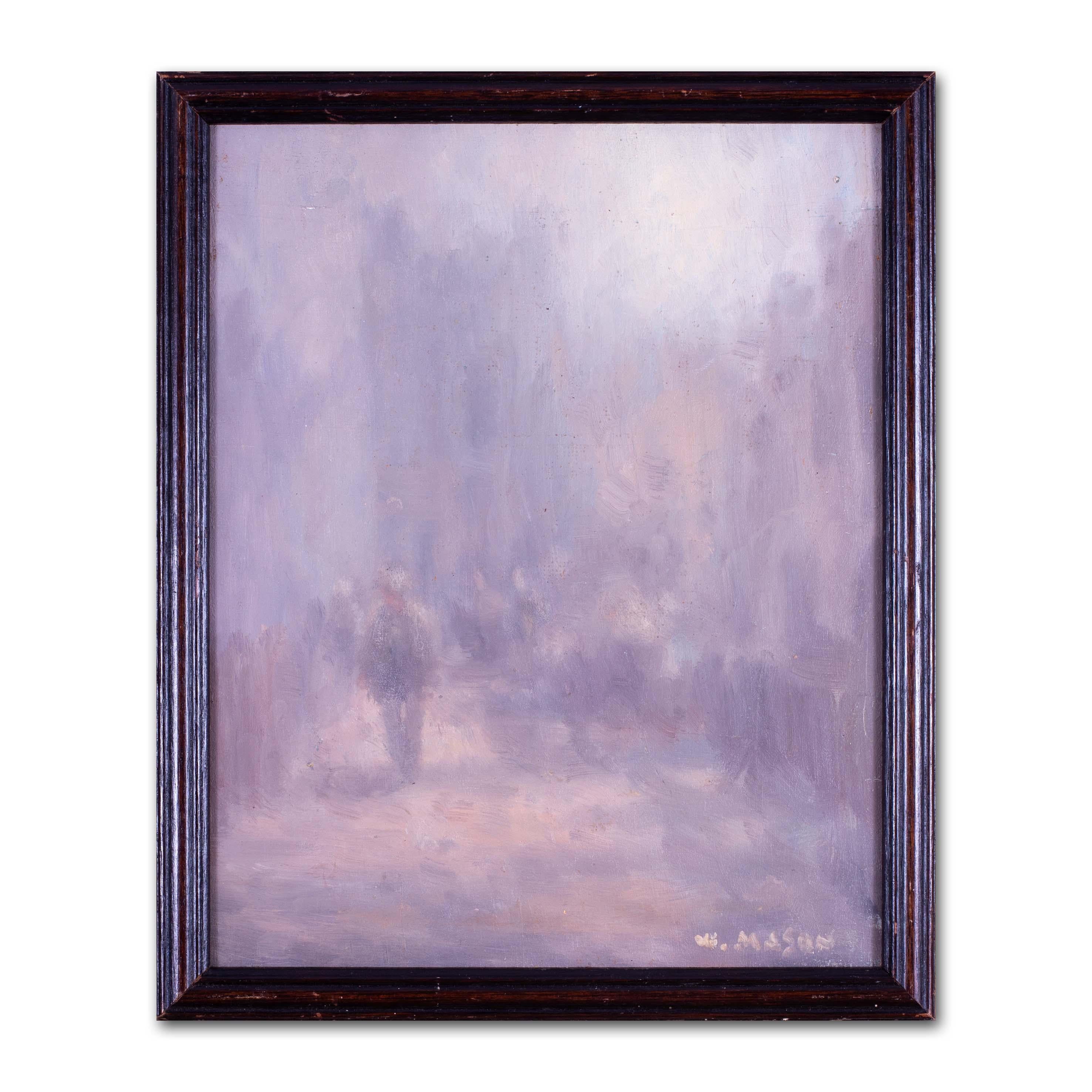 British Impressionist painting of figures in the mist by William Mason 4