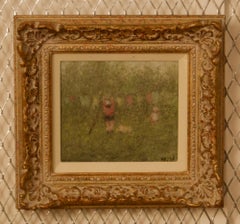 Hanging out the Washing - Mid 20th Century Impressionist Pastel Piece - Mason