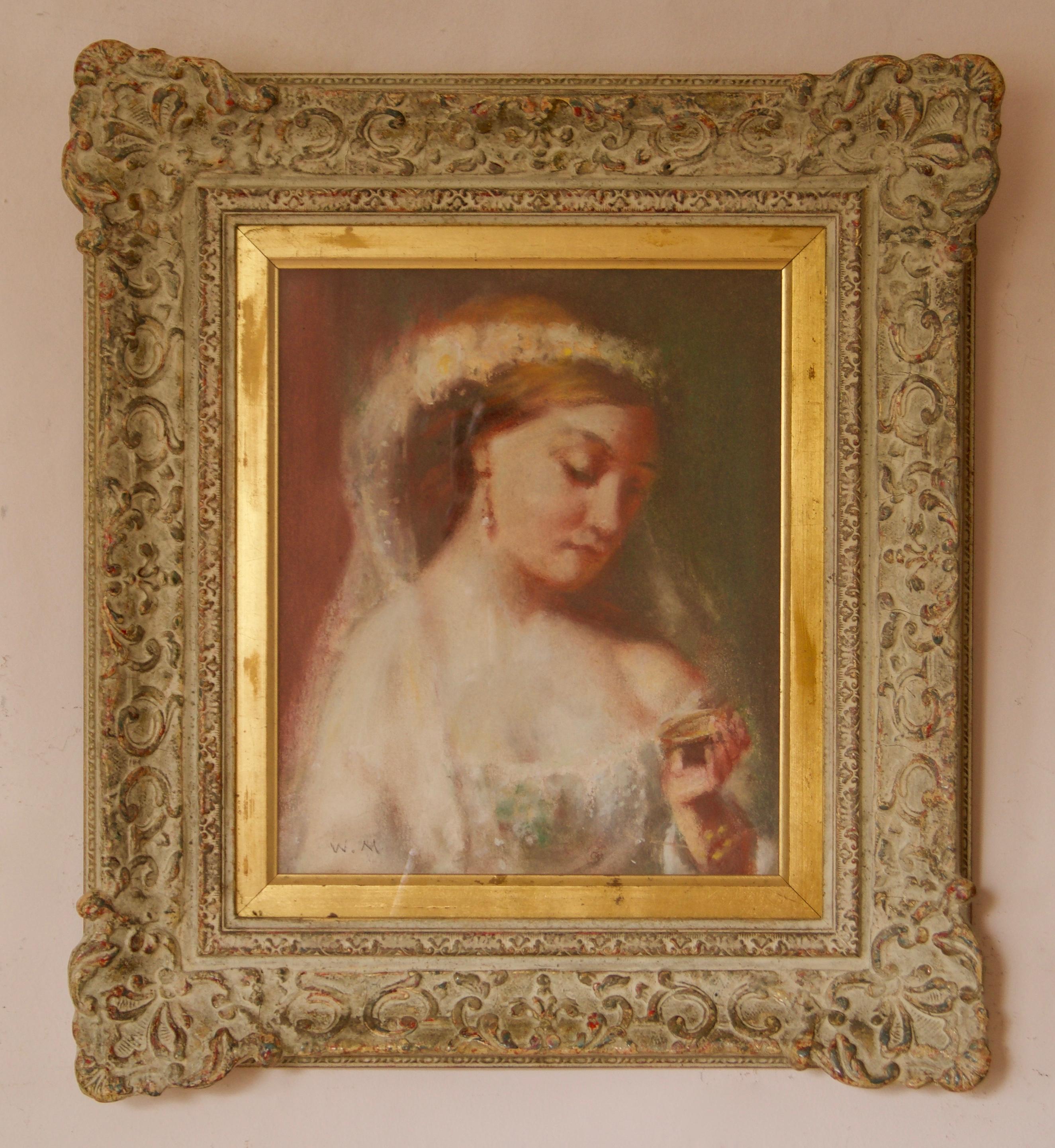 Portrait of Lady on Wedding Day - Mid 20th Century Impressionist Pastel by Mason - Painting by William Mason