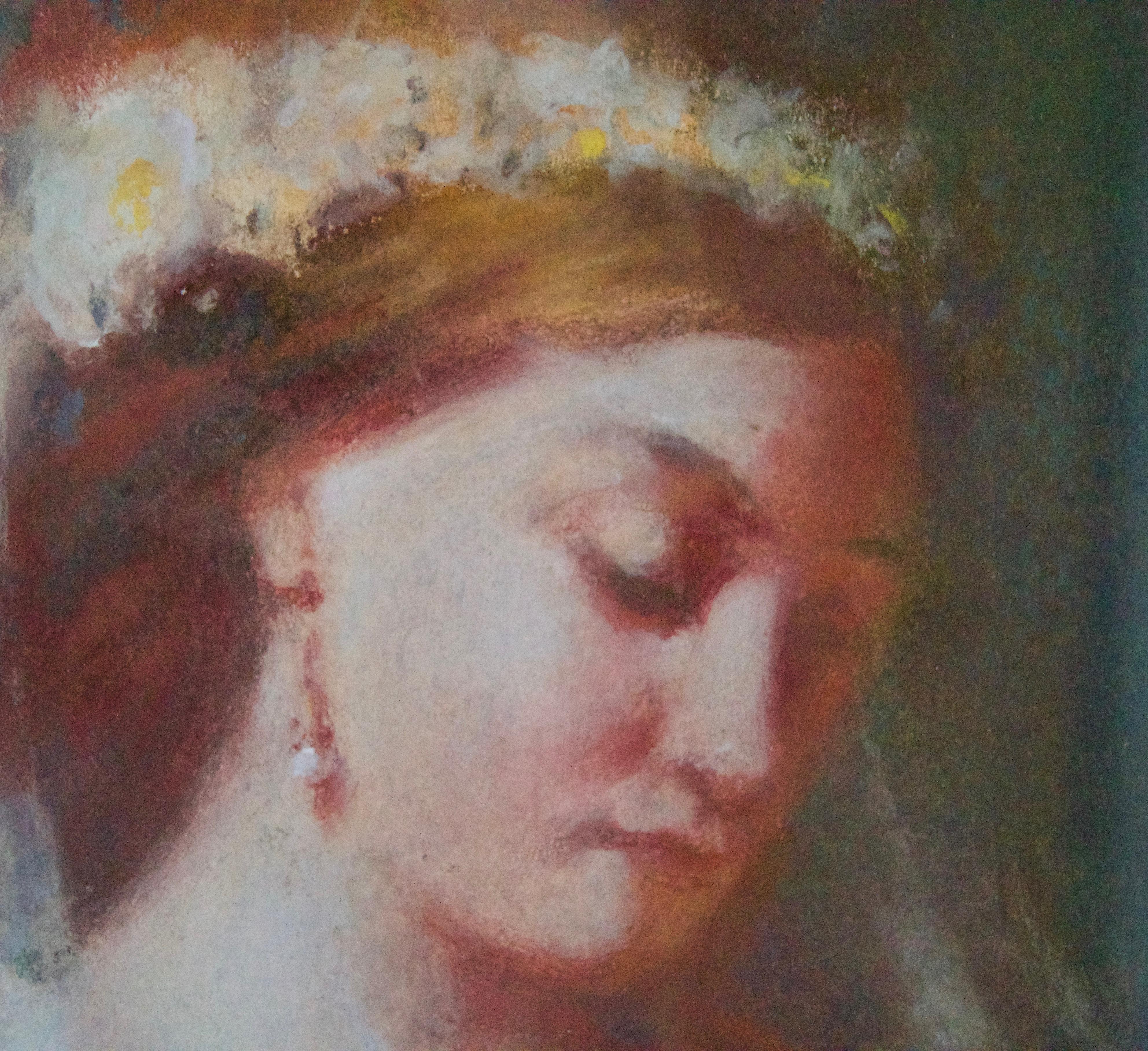 Retrato de dama el día de su boda - Pastel impresionista de mediados del siglo XX por Mason - Painting Posimpresionista de William Mason
