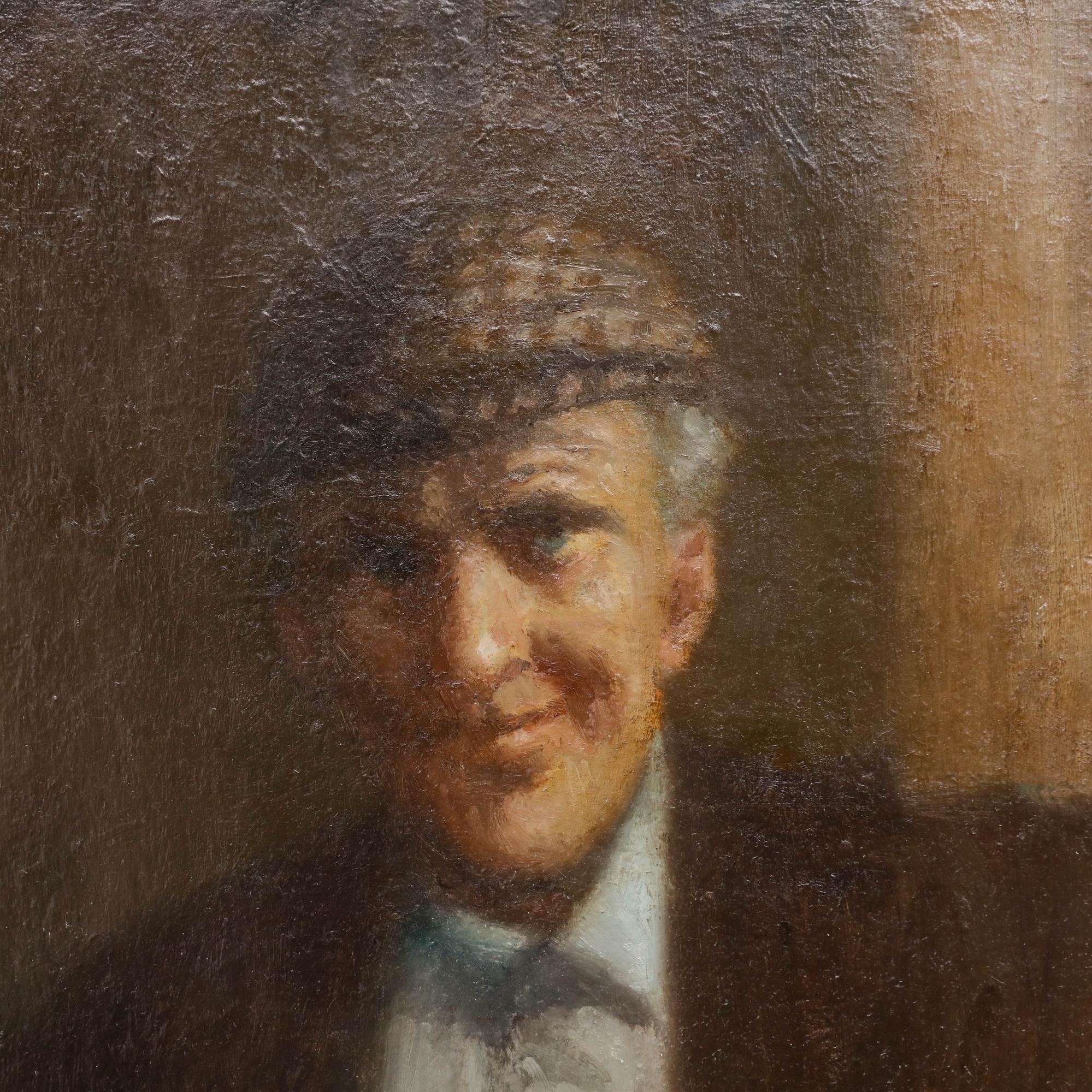 William Mason (1906-2002) - Huile du XXe siècle, Irlandais à la casquette de tweed en vente 3