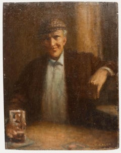William Mason (1906-2002) - Huile du XXe siècle, Irlandais à la casquette de tweed