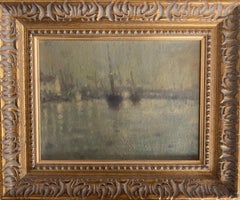 William Mason, Impresionista Escena portuaria crepuscular, Nocturno