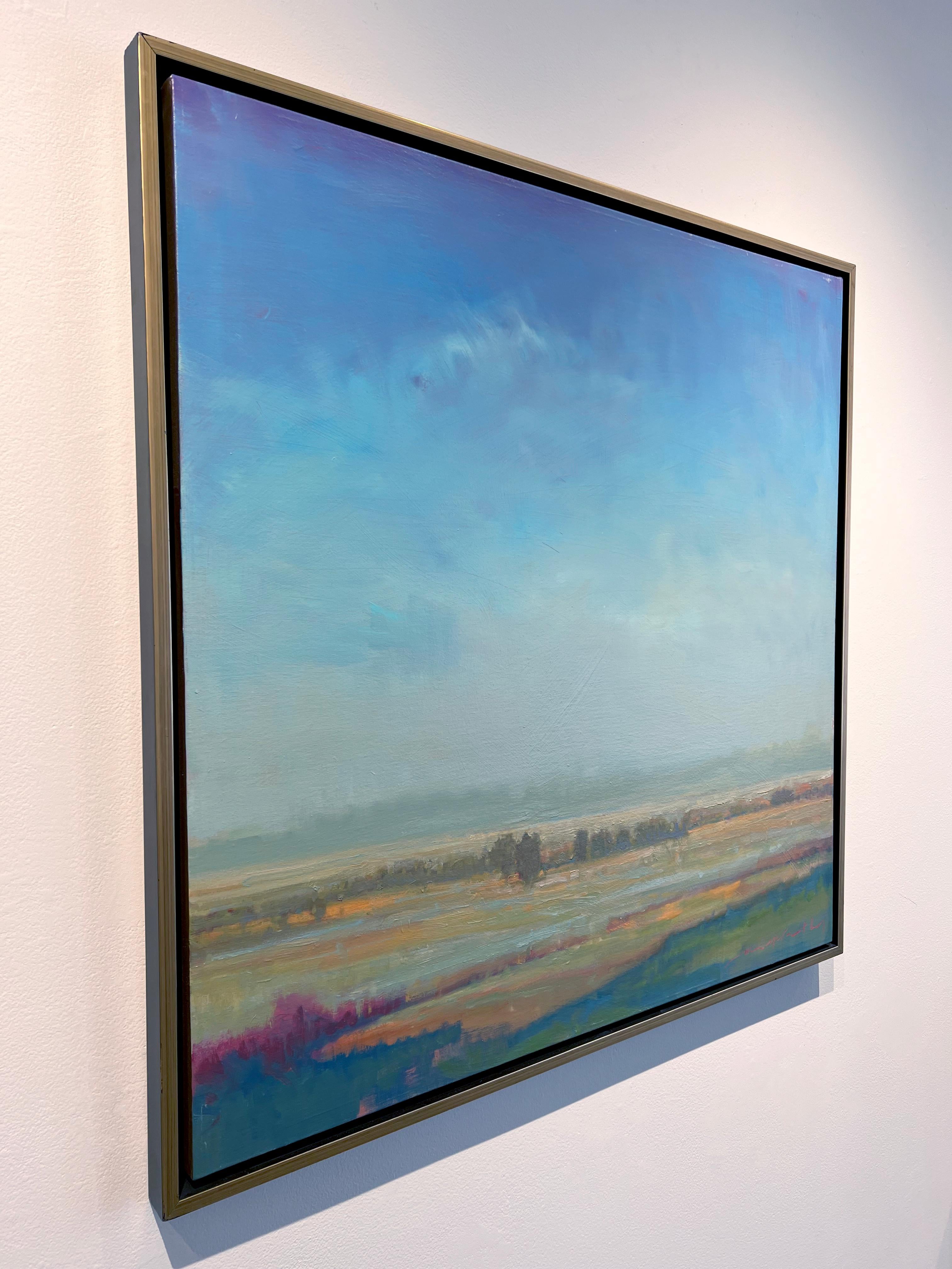 Peinture à l'huile de William McCarthy, « Tout est nouveau », paysage atmosphérique bleu en vente 2