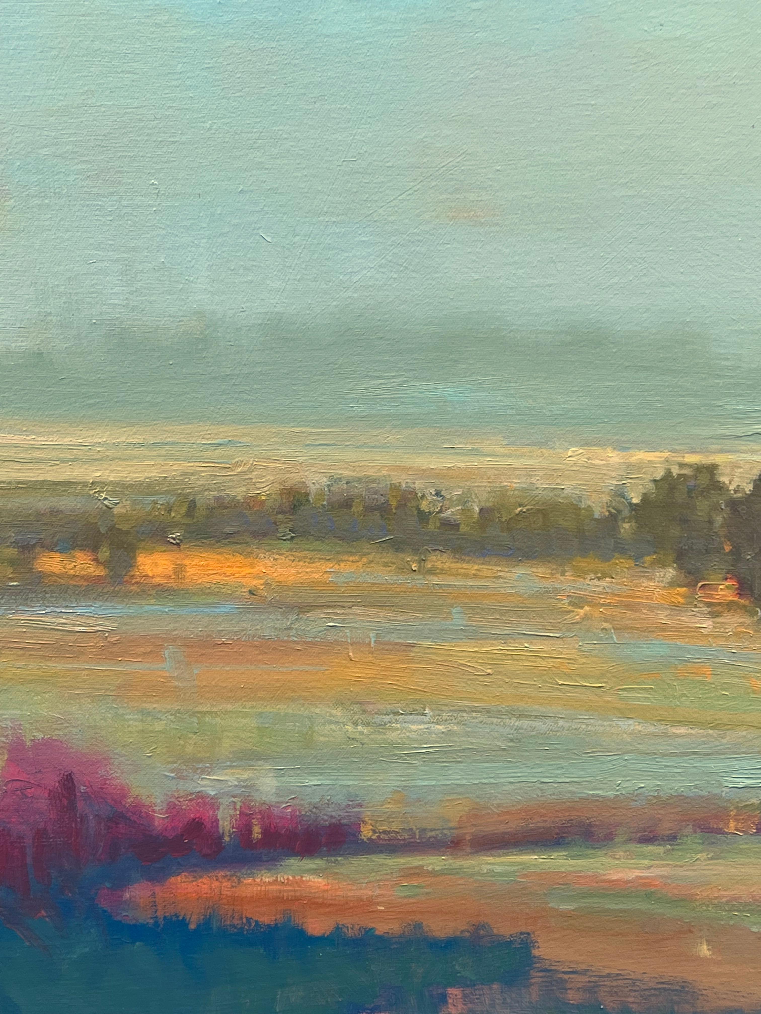 Peinture à l'huile de William McCarthy, « Tout est nouveau », paysage atmosphérique bleu en vente 4