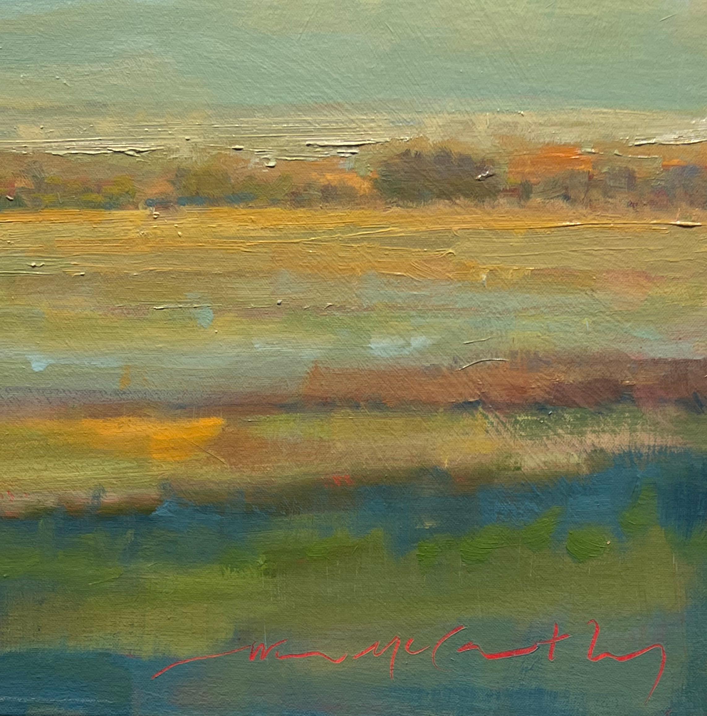 Peinture à l'huile de William McCarthy, « Tout est nouveau », paysage atmosphérique bleu en vente 6