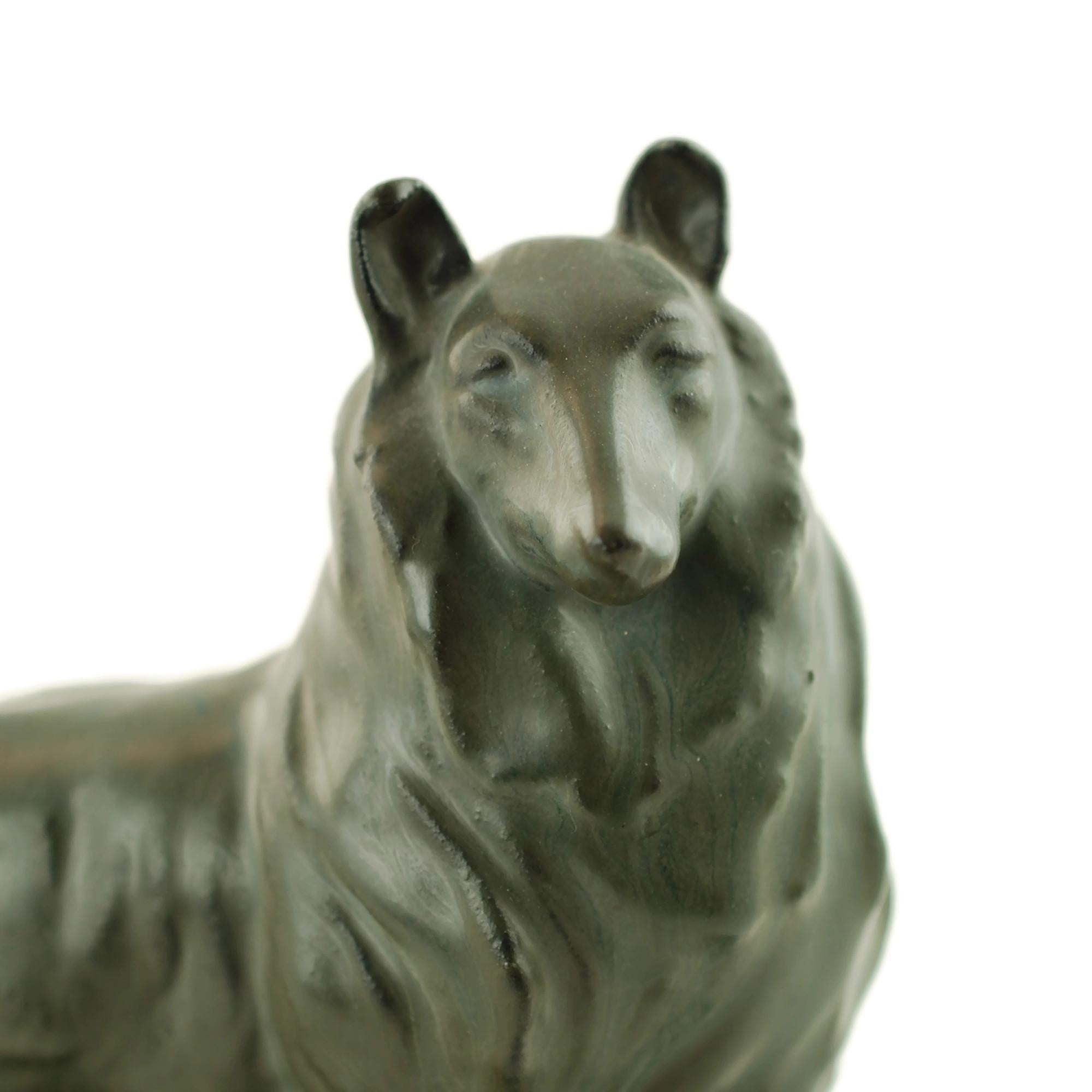 American William McDonald for Rookwood Pottery Collie Dog Bookends, circa 1926 For Sale