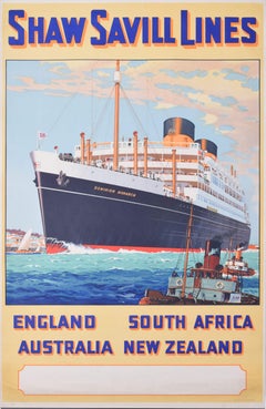 Shaw Savill Lines - Affiche vintage originale de Dominion Monarch par William McDowell