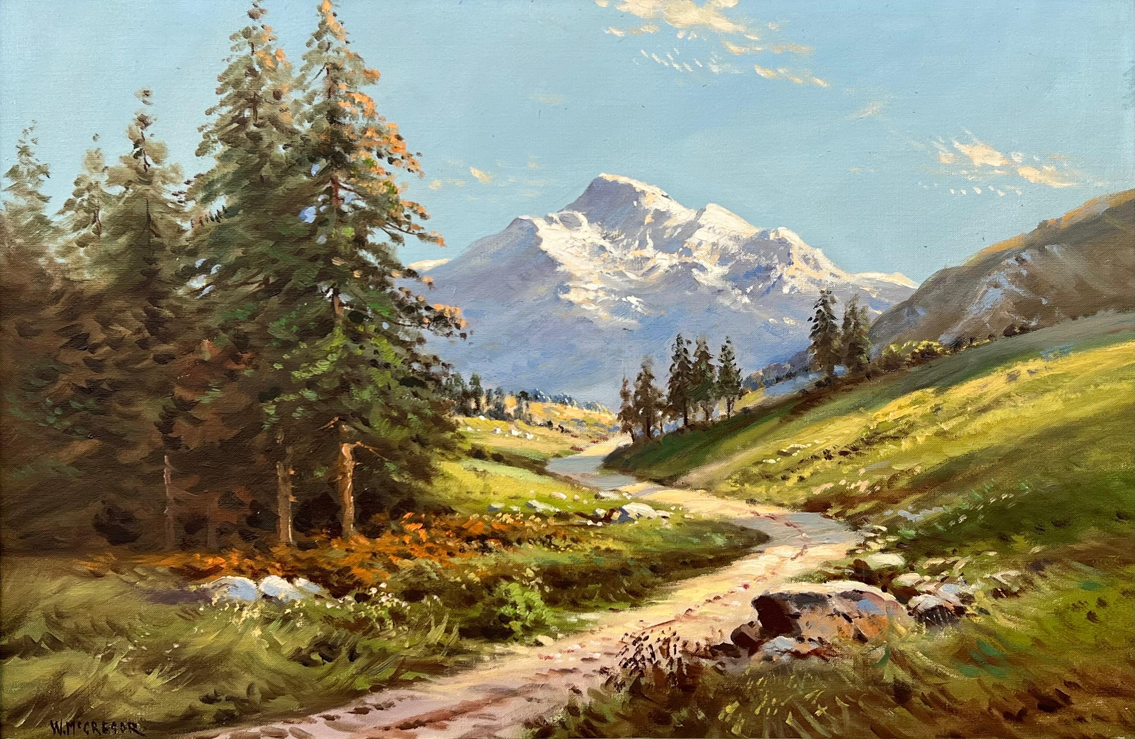 Ben Nevis from Glen Nevis Scottish Highlands Realist Landscape Oil Painting - Brown Landscape Painting by William McGregor