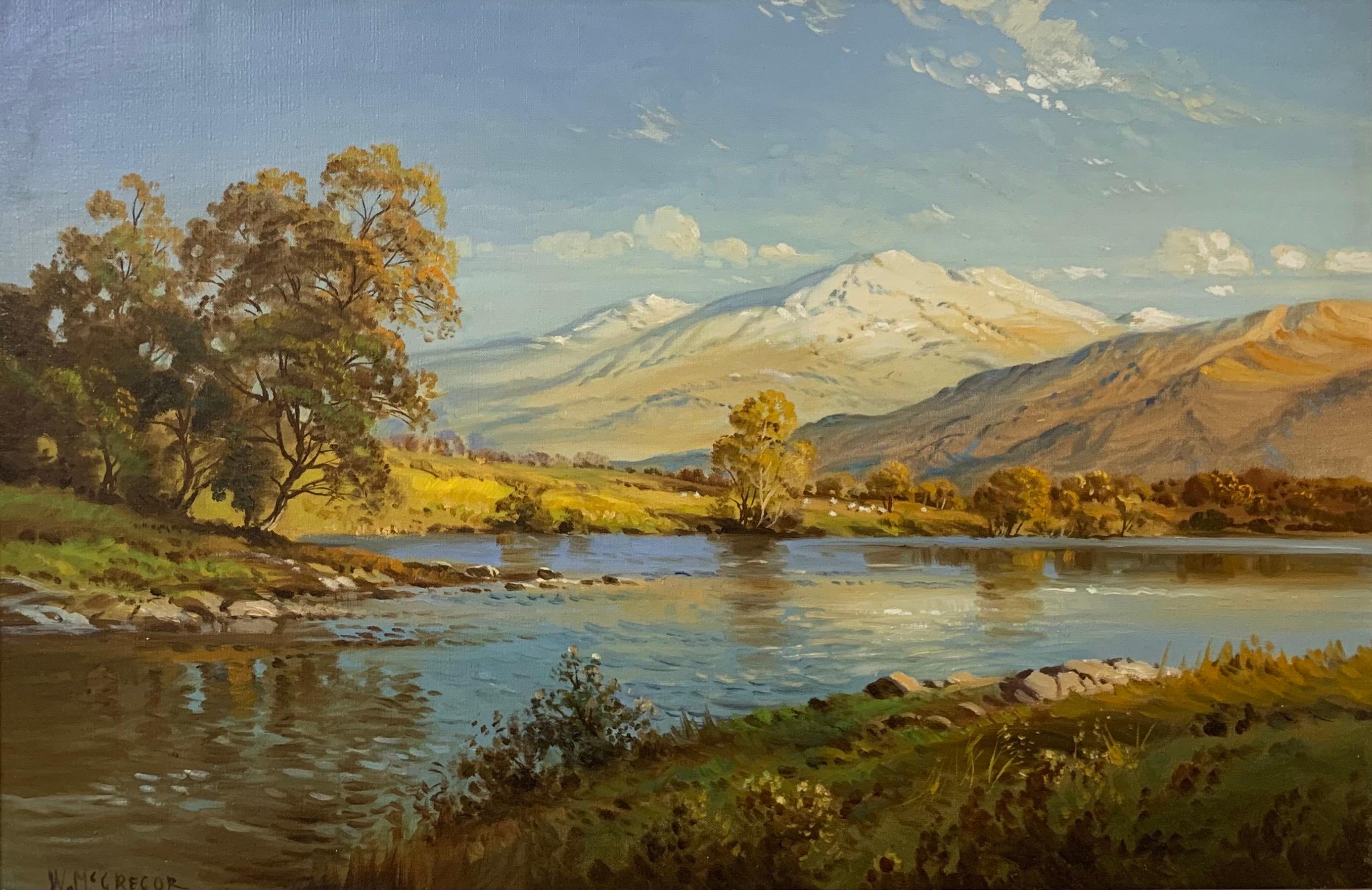 Evening Glow at Loch Torridon West Coast of Scotland Autumnal Landscape Painting - Brown Figurative Painting by William McGregor