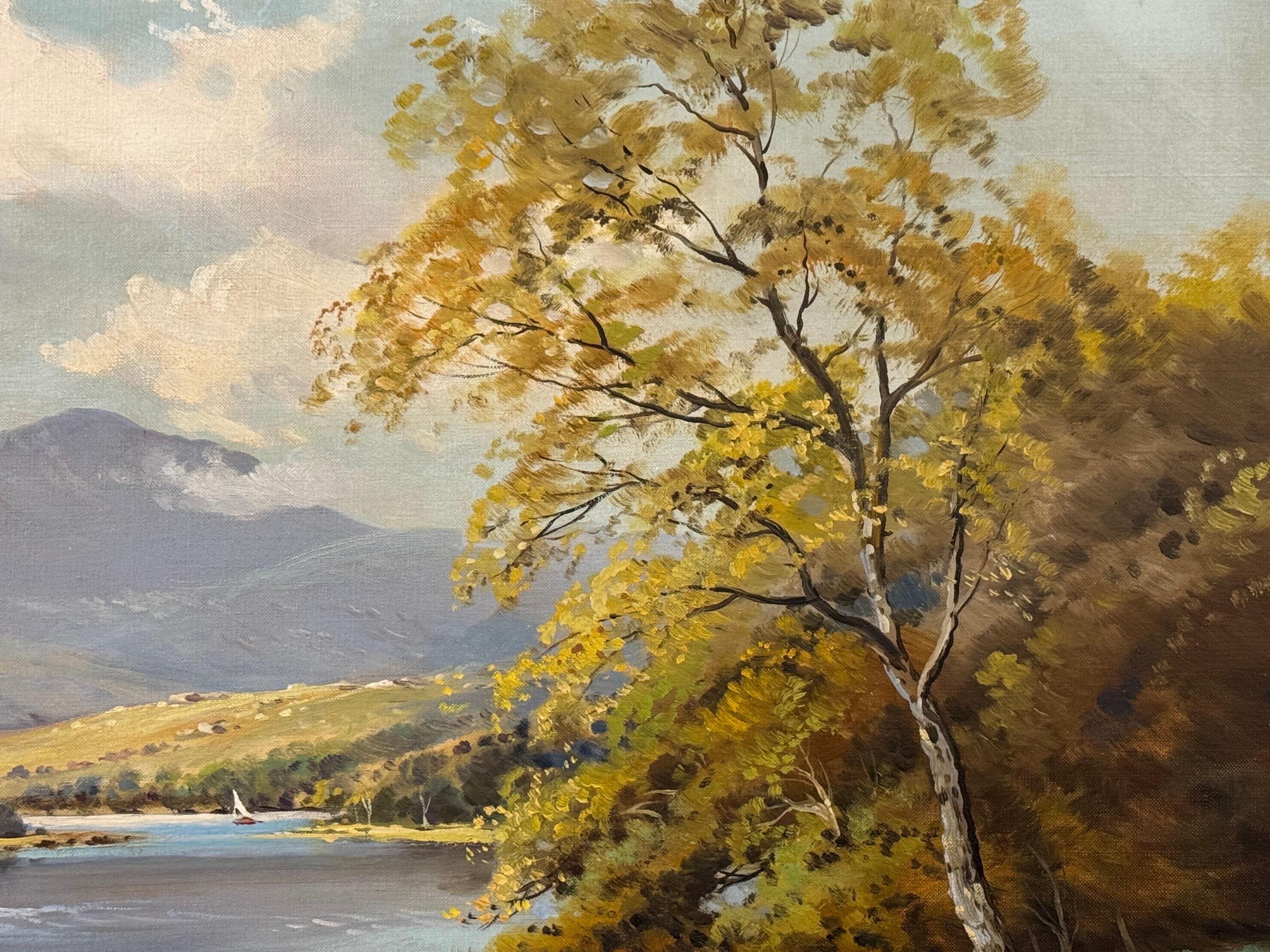 Peinture à l'huile réaliste du Loch Katrine dans les Highlands écossais en vente 6
