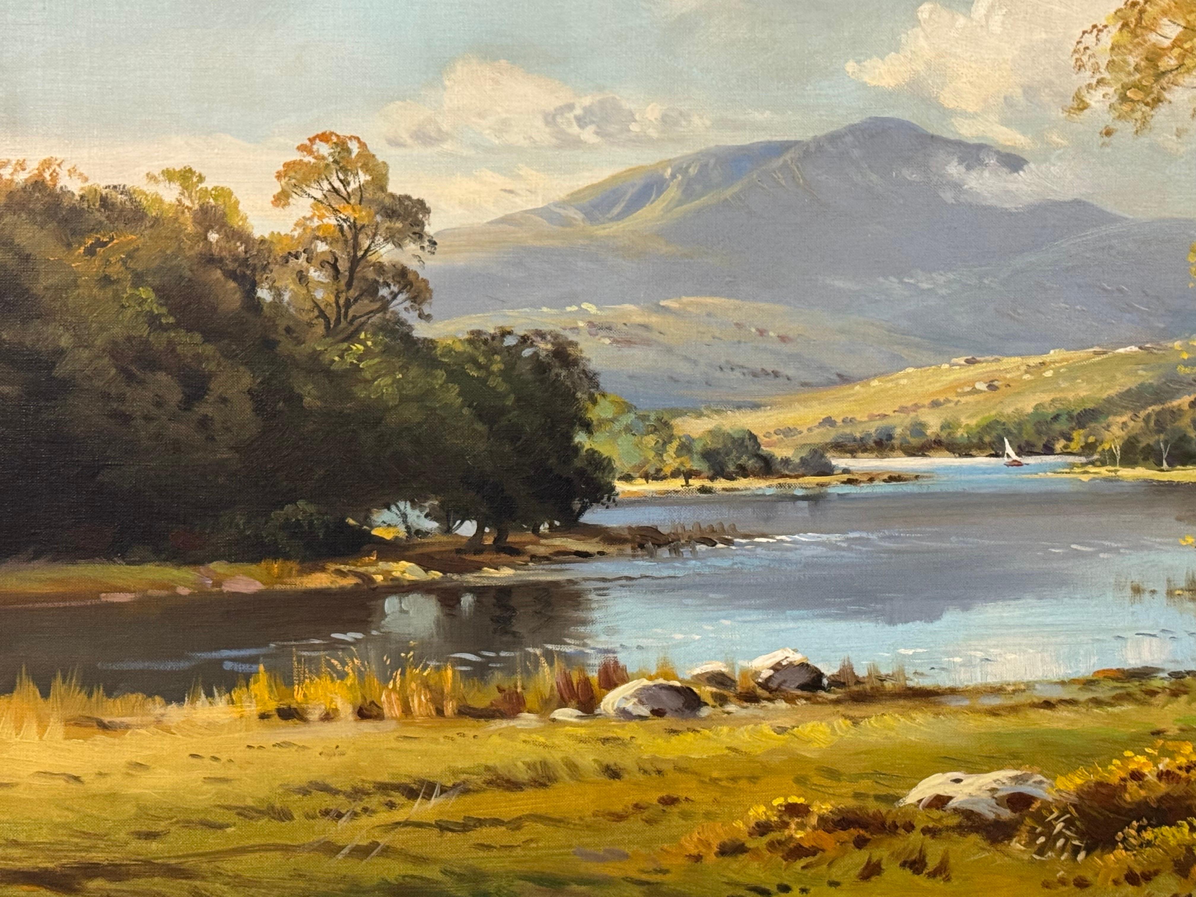 Peinture à l'huile réaliste du Loch Katrine dans les Highlands écossais en vente 7