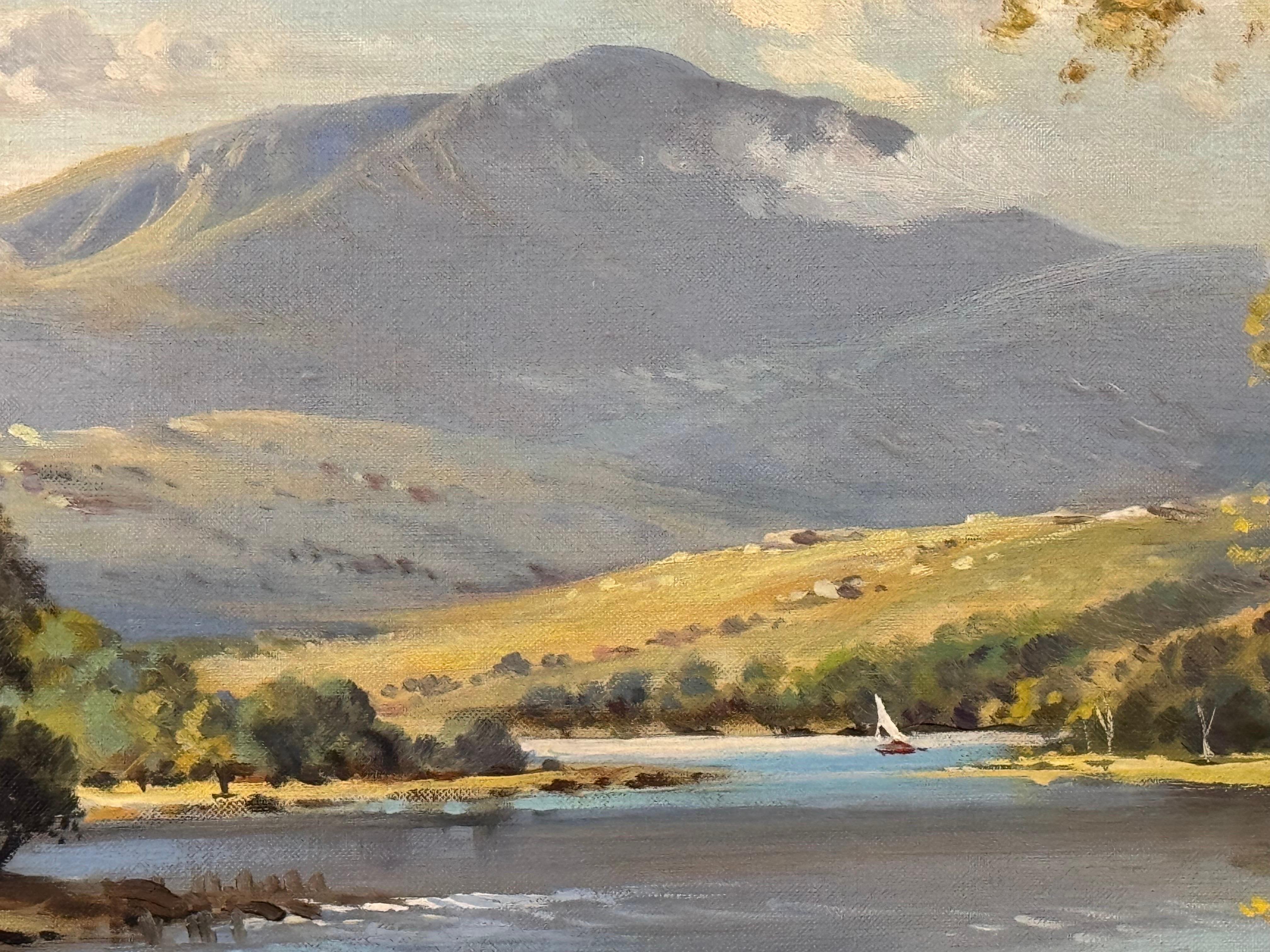 Peinture à l'huile réaliste du Loch Katrine dans les Highlands écossais en vente 10