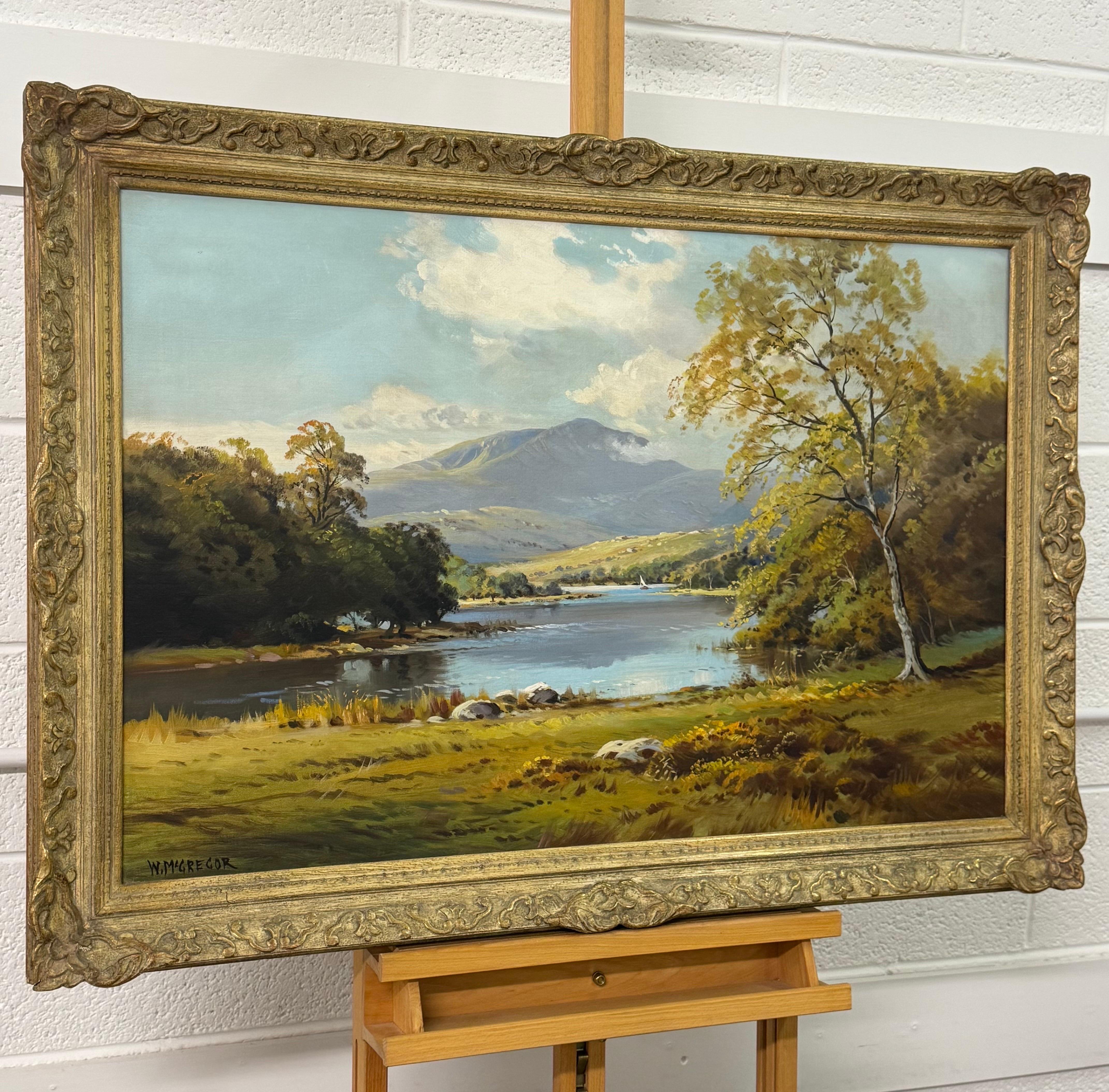 Peinture à l'huile réaliste du Loch Katrine dans les Highlands écossais - Painting de William McGregor