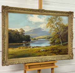 Loch Katrine in den schottischen Highlands Realistische Landschaft Vintage Ölgemälde
