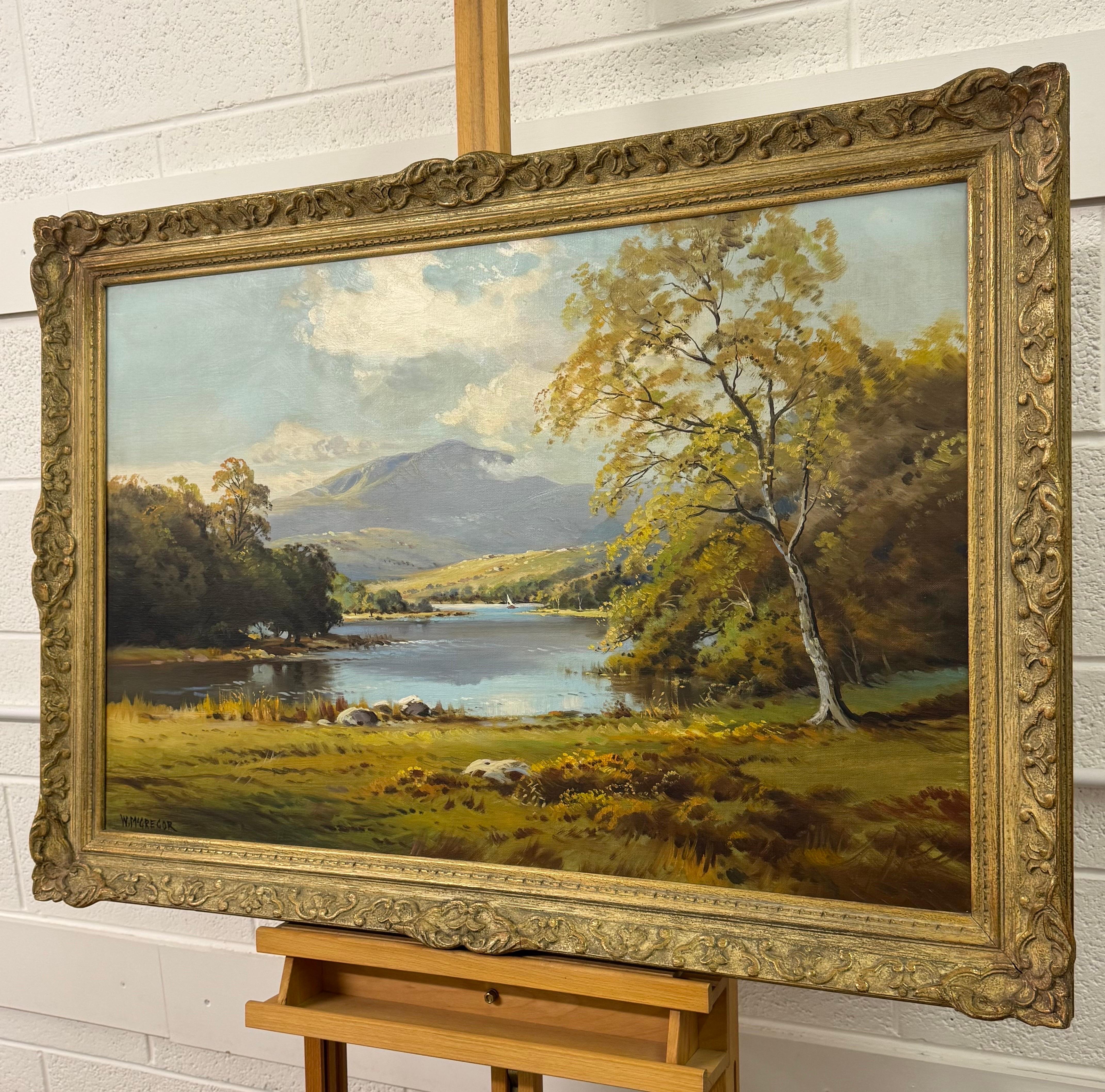 Peinture à l'huile réaliste du Loch Katrine dans les Highlands écossais - Marron Landscape Painting par William McGregor
