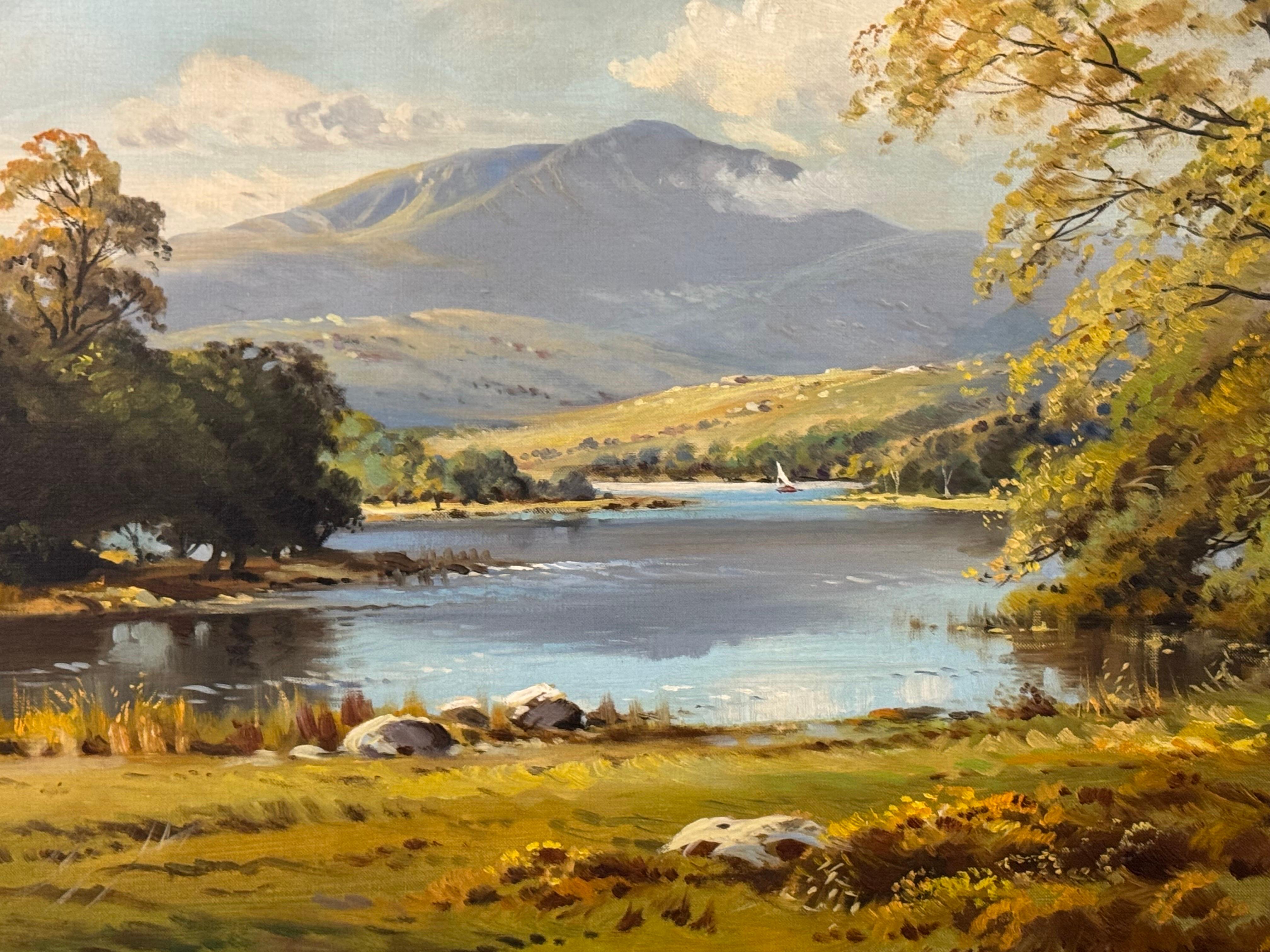 Peinture à l'huile réaliste du Loch Katrine dans les Highlands écossais en vente 1