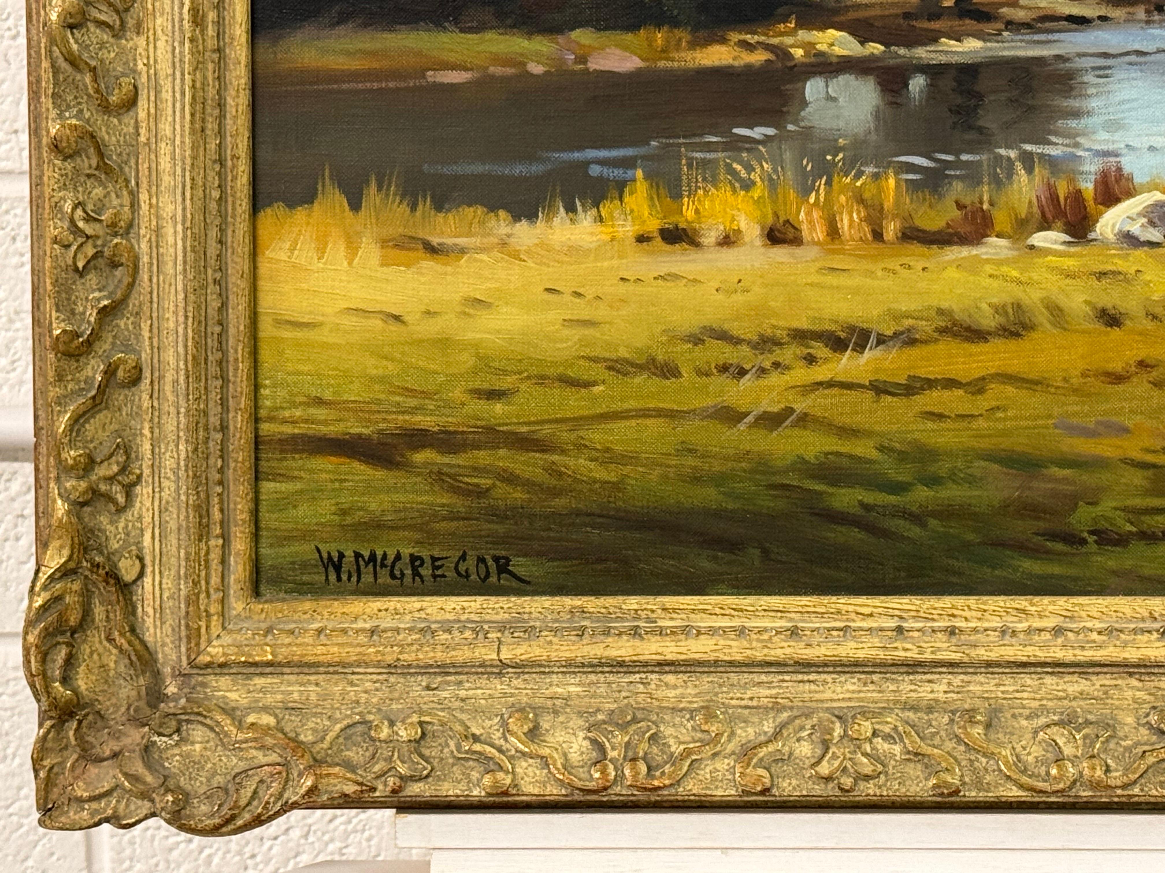 Peinture à l'huile réaliste du Loch Katrine dans les Highlands écossais en vente 3