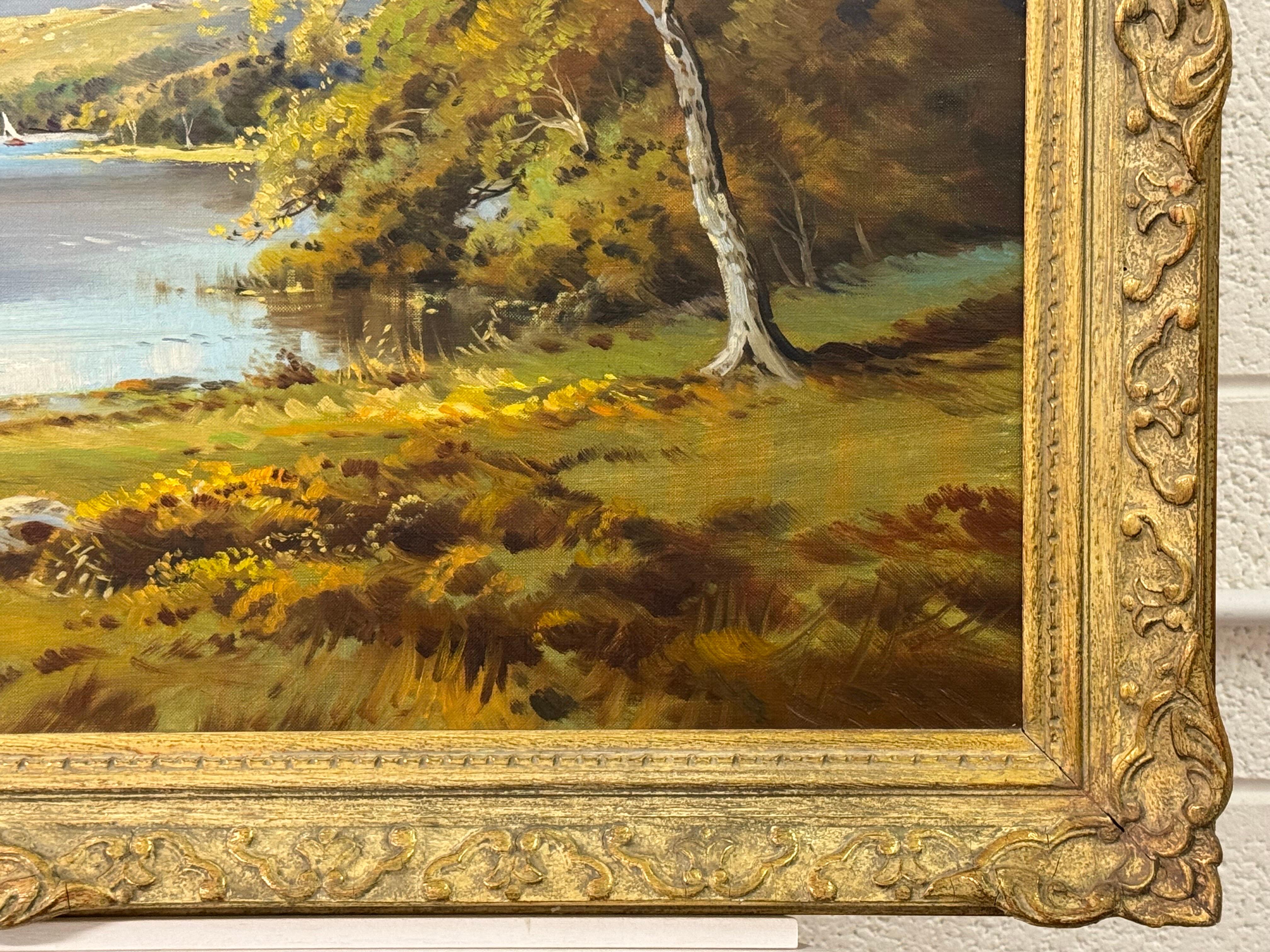 Peinture à l'huile réaliste du Loch Katrine dans les Highlands écossais en vente 4