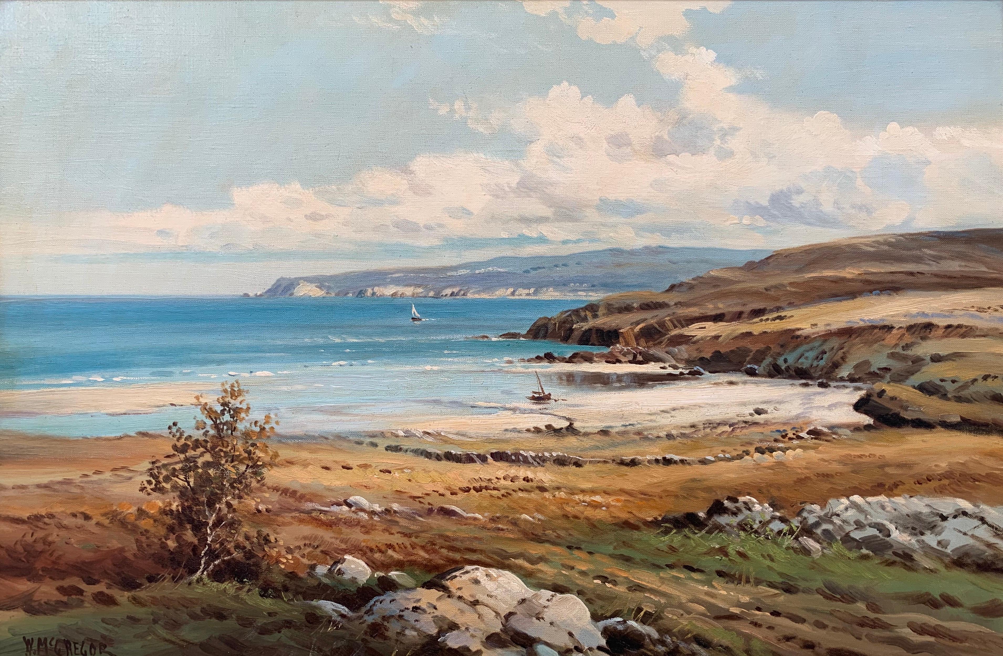 Original Oil Painting of North Coast Scotland Sea Landscape by British Artist - Gray Landscape Painting by William McGregor