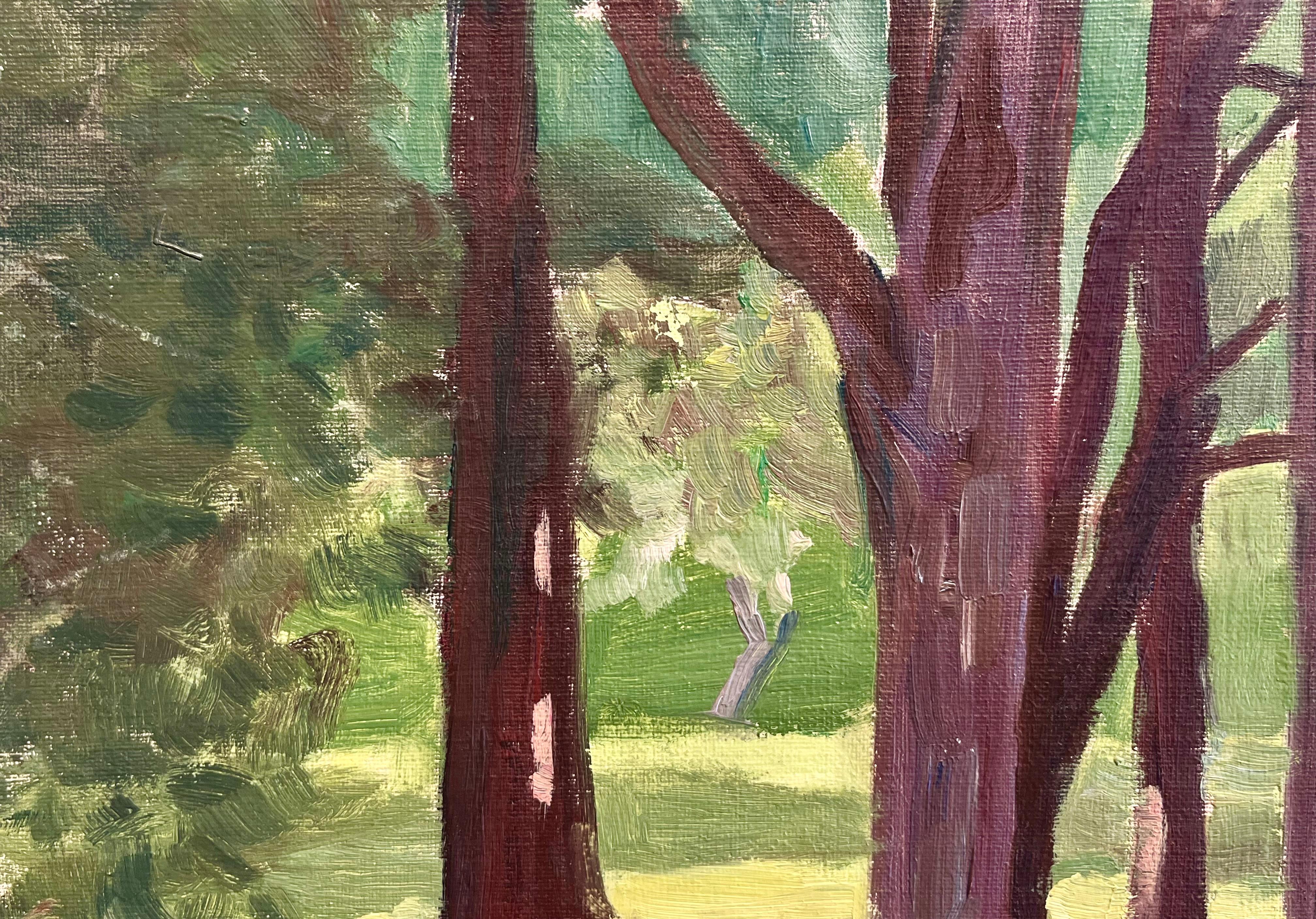 Scena di foresta rada - Landscape Painting Marrone di William McGregor Paxton