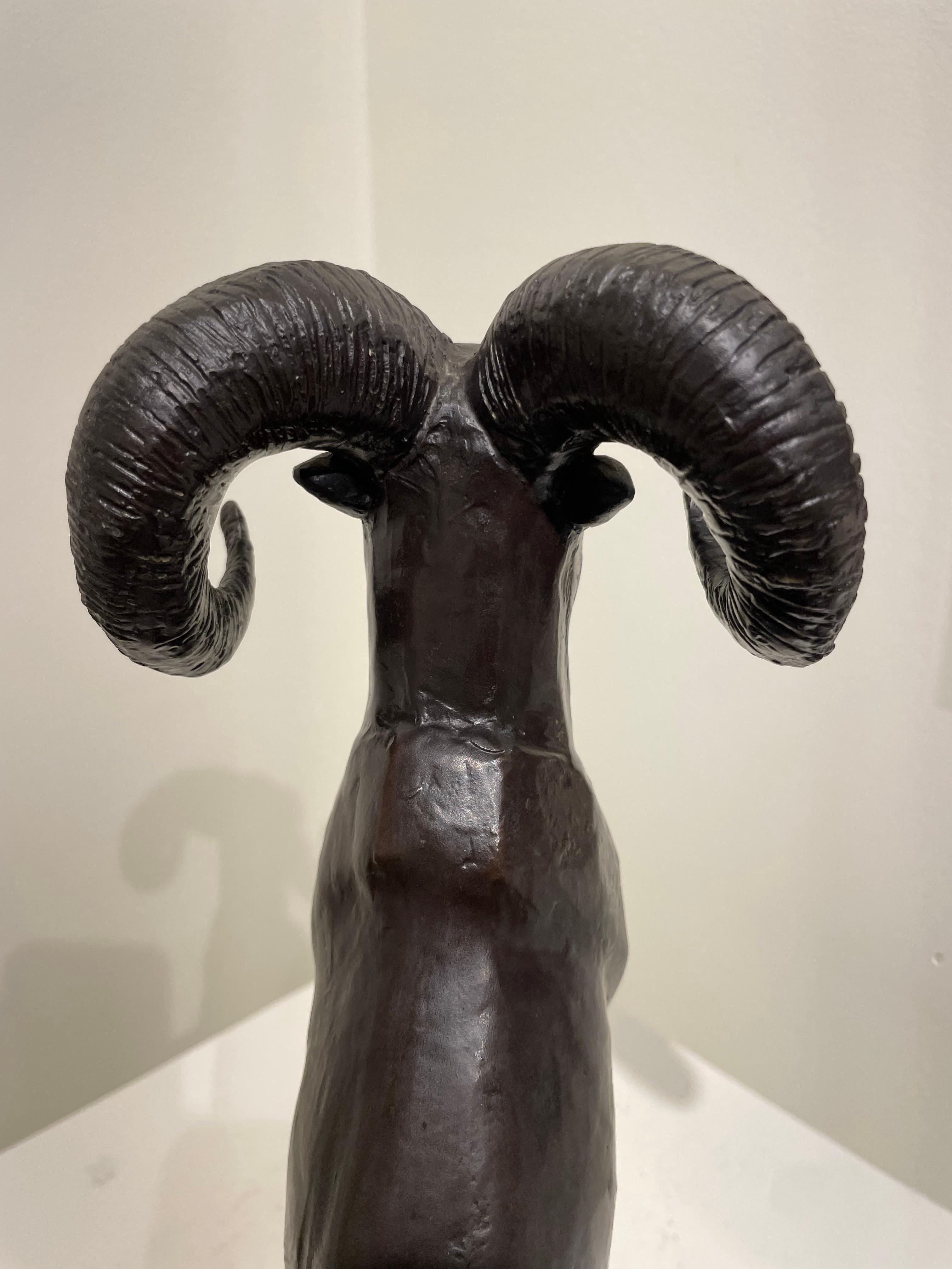 Mountain Goat, 20th Century Bronze Sculpture of Animal, Cleveland School Artist For Sale 12
