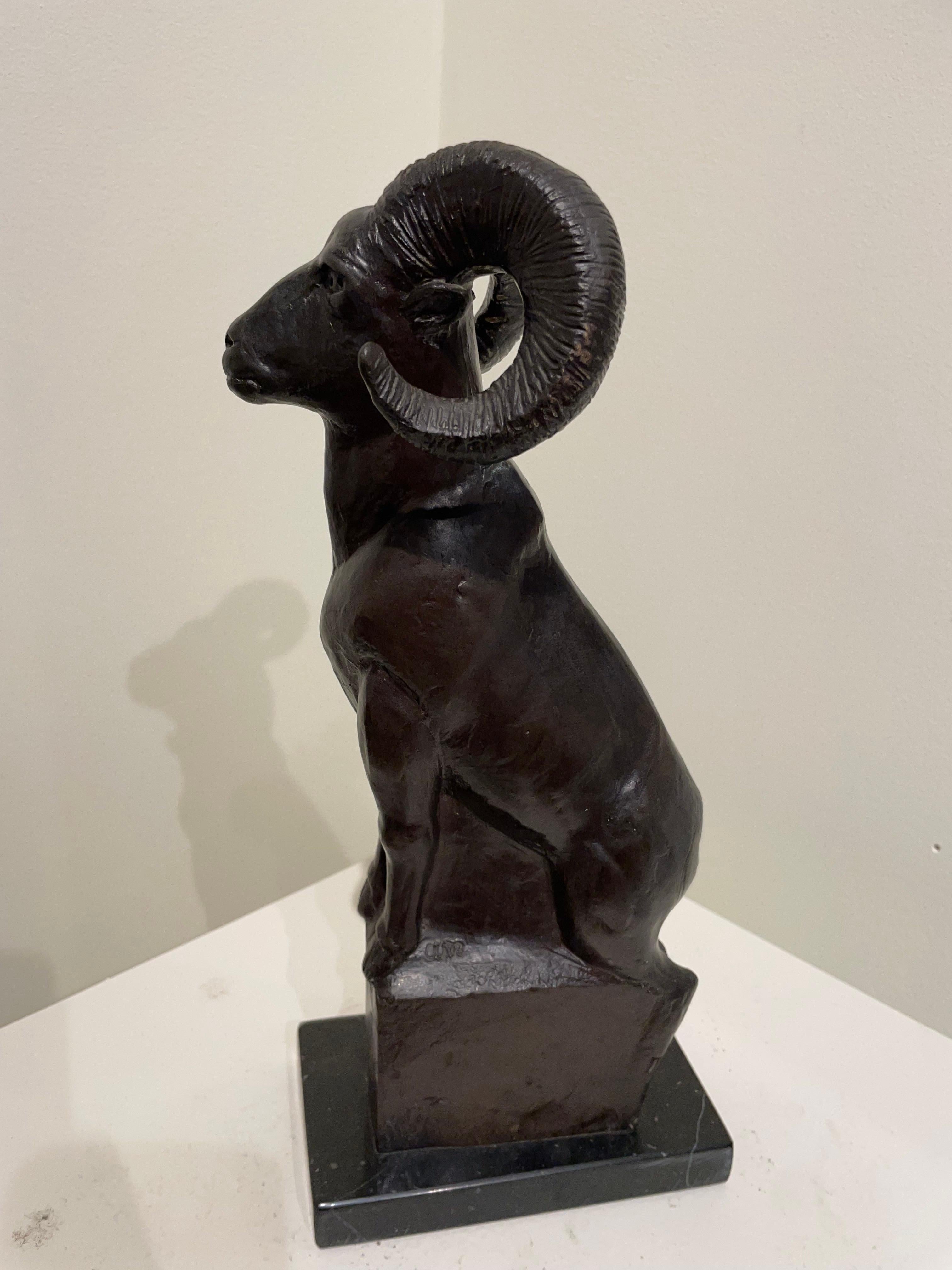 Mountain Goat, 20th Century Bronze Sculpture of Animal, Cleveland School Artist For Sale 5