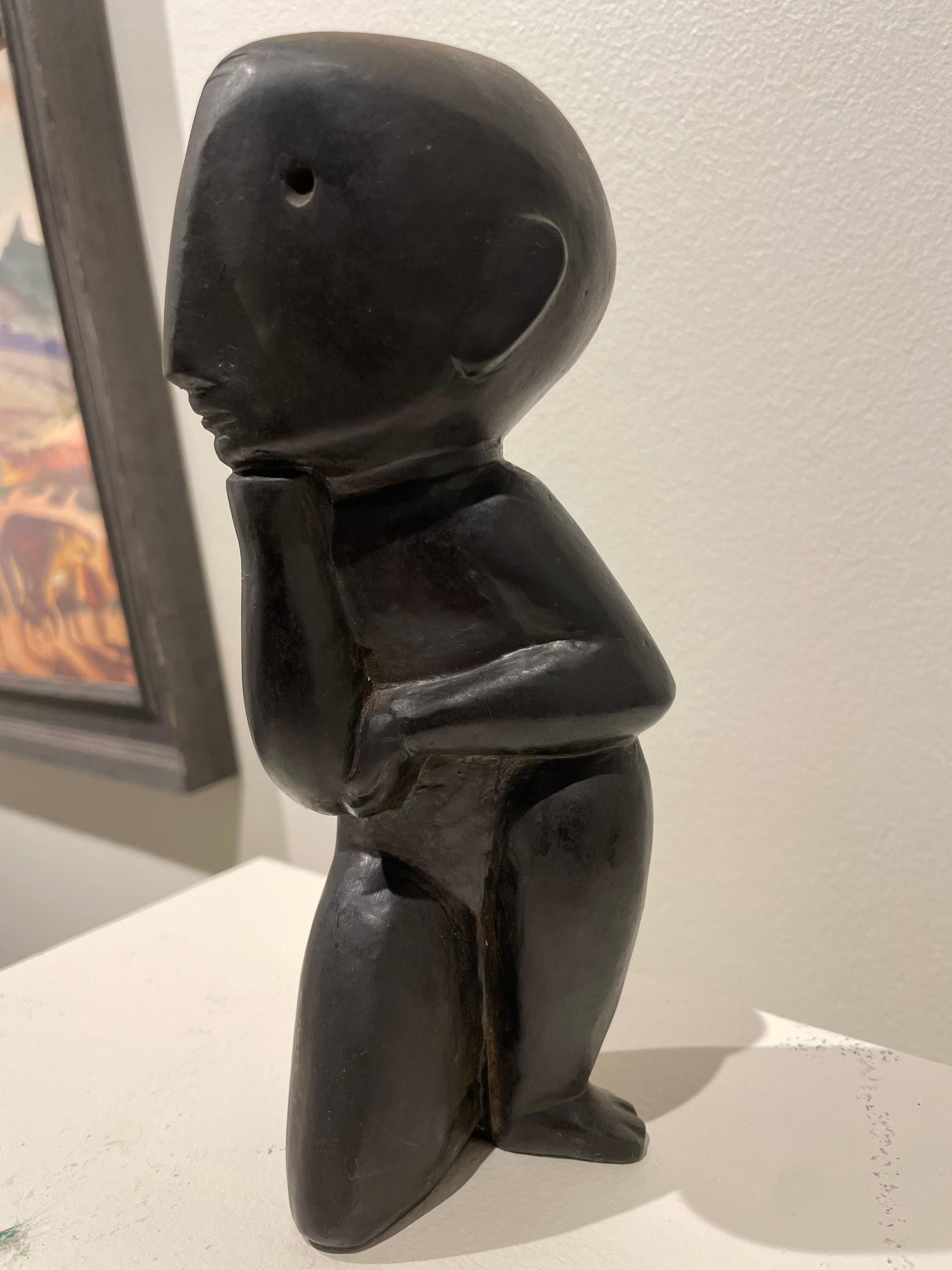 Rumination, Small Bronze Thinker, 20th Century Cleveland School Artist For Sale 9
